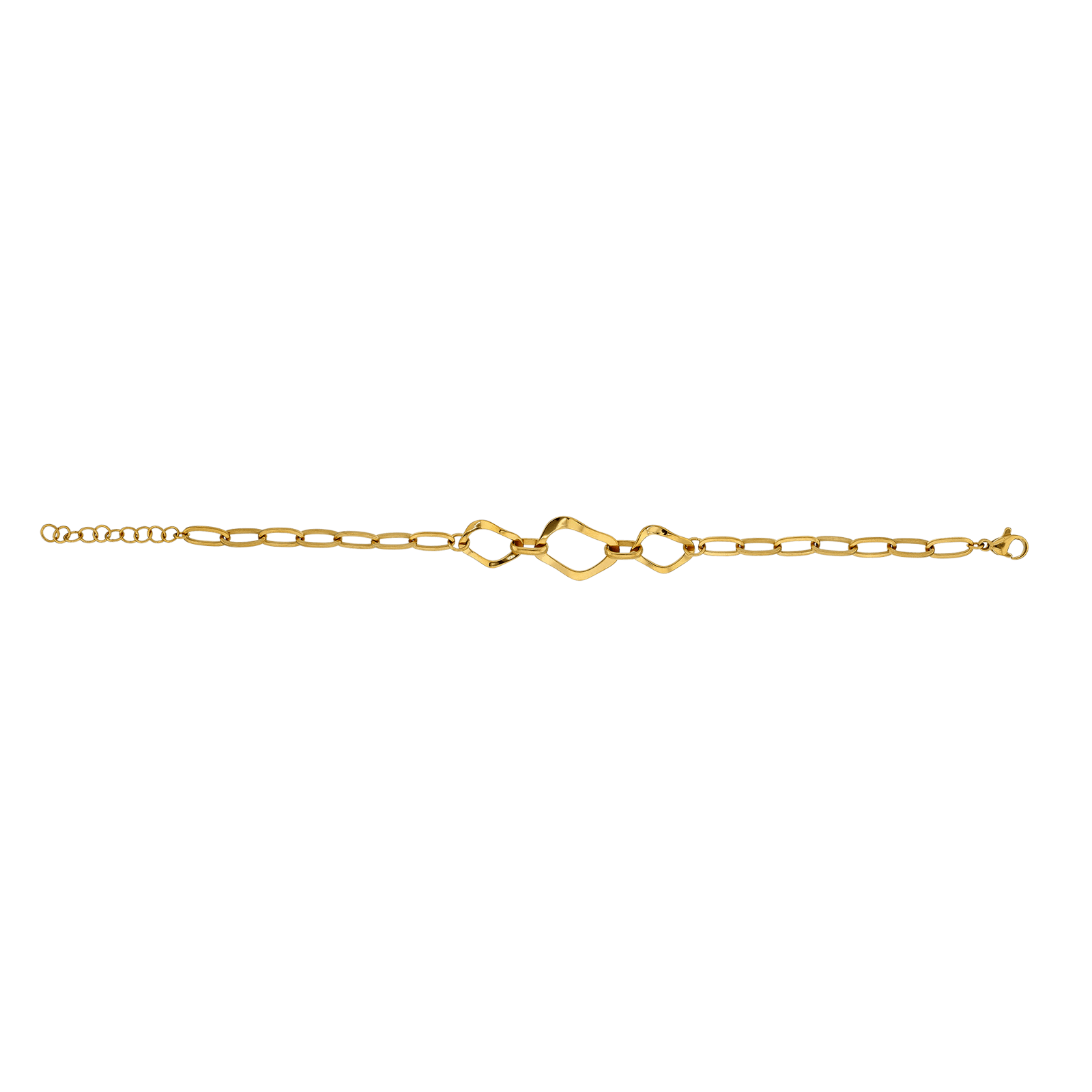 Bracelet Callas Acier doré maille chute Forçat fantaisie 18 centimètres plus 3 centimètres