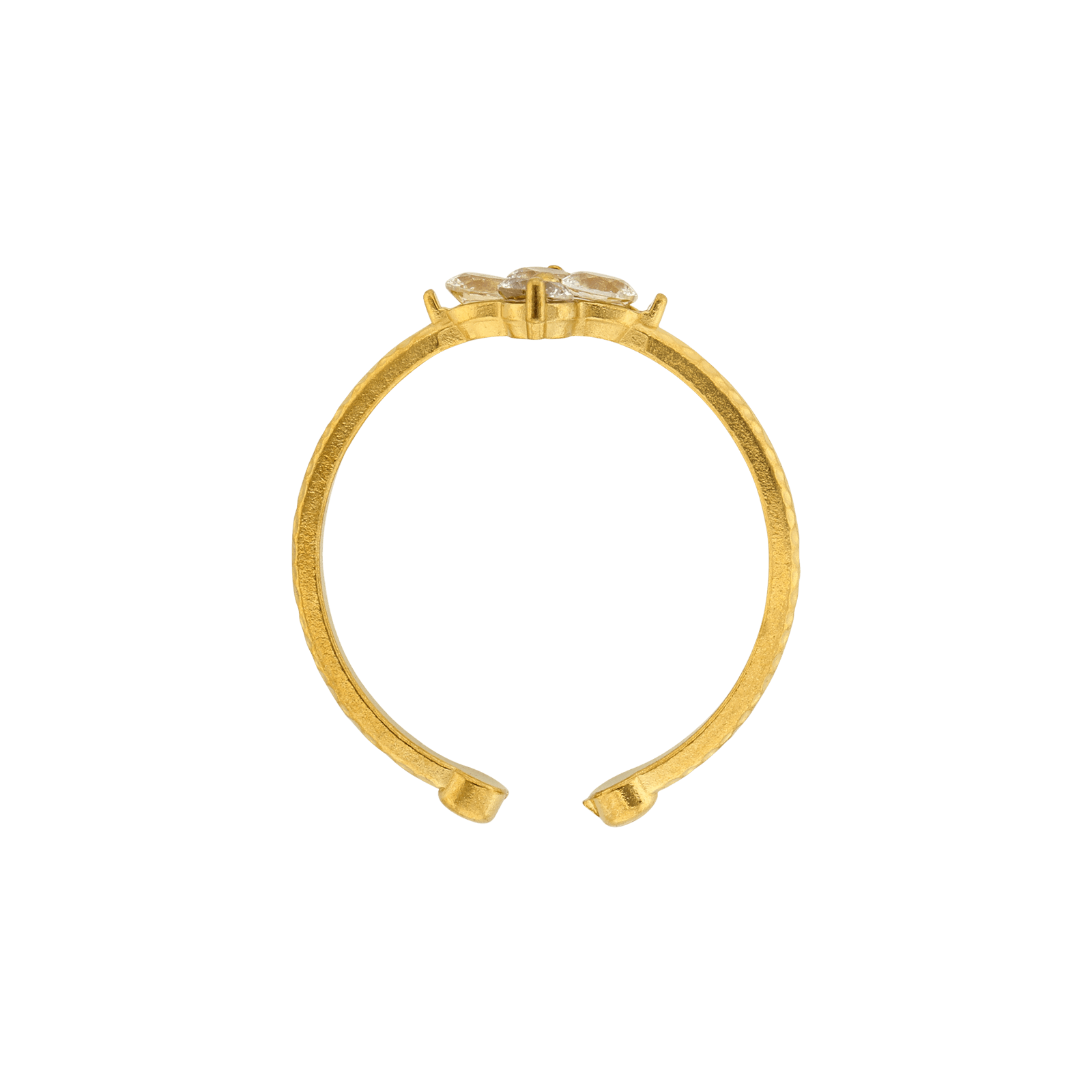 Bague Callas Acier doré ajustable fleur Zircon blanc