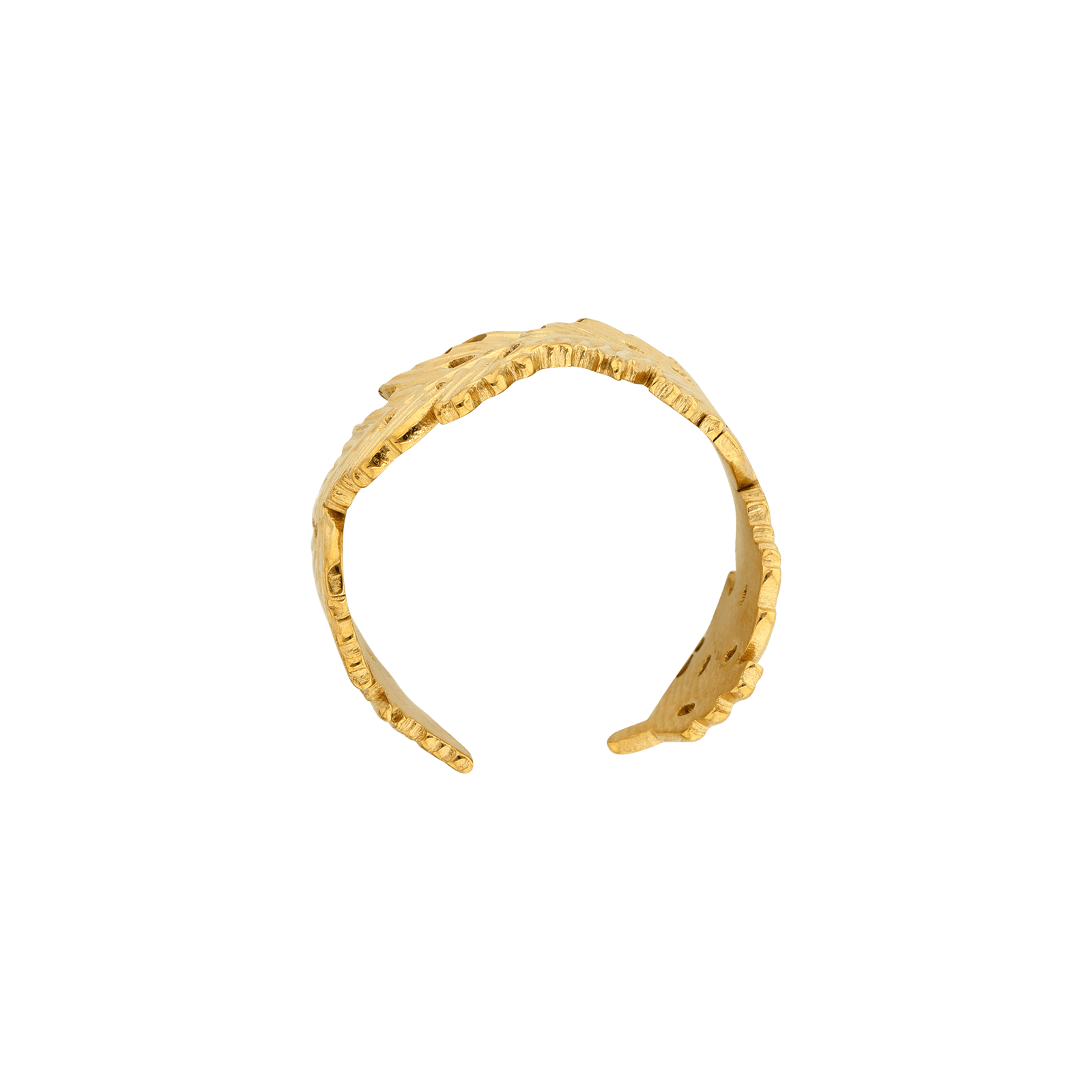 Bague Callas Acier doré ajustable motif feuille