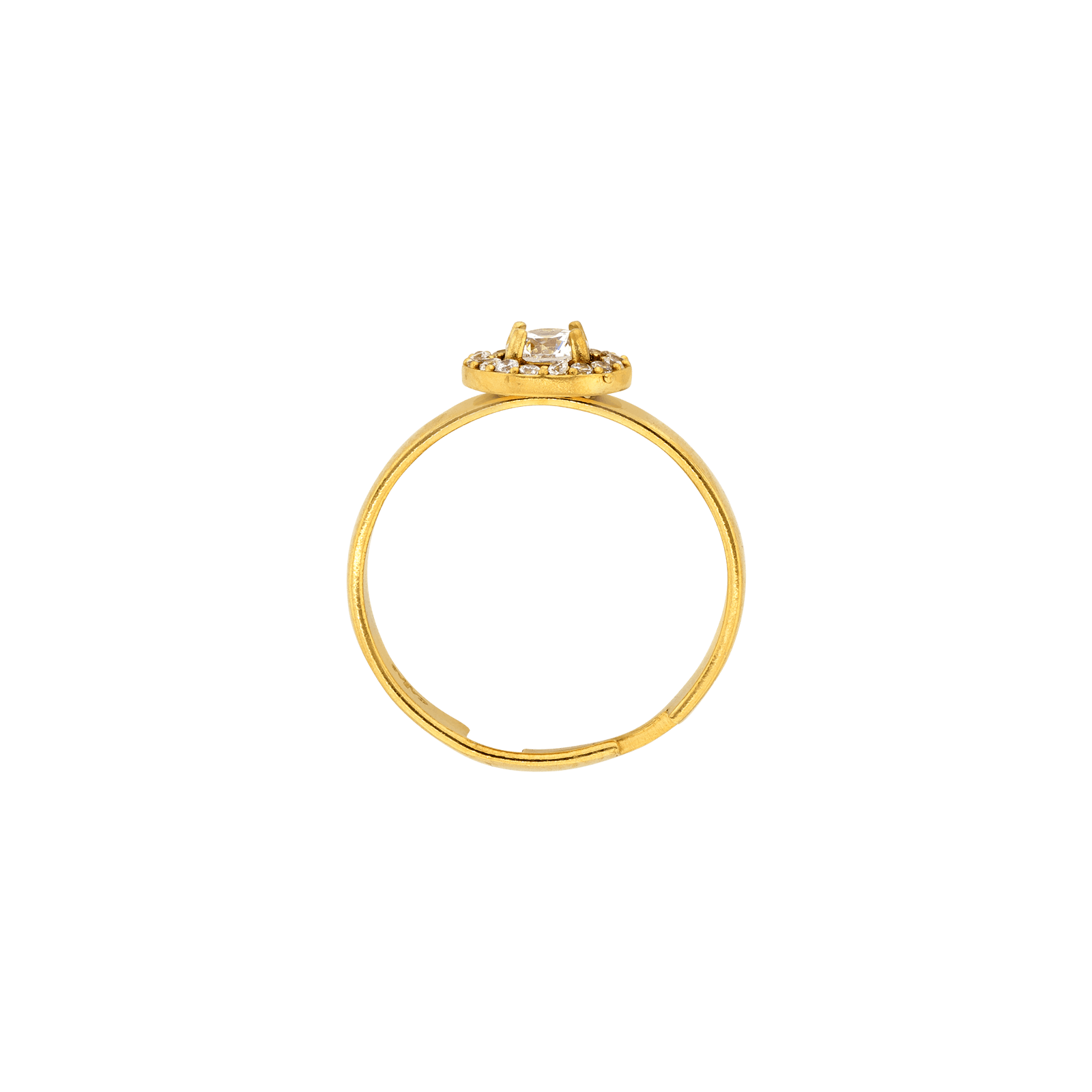 Bague Callas Acier doré ajustable ronde Zircon blanc