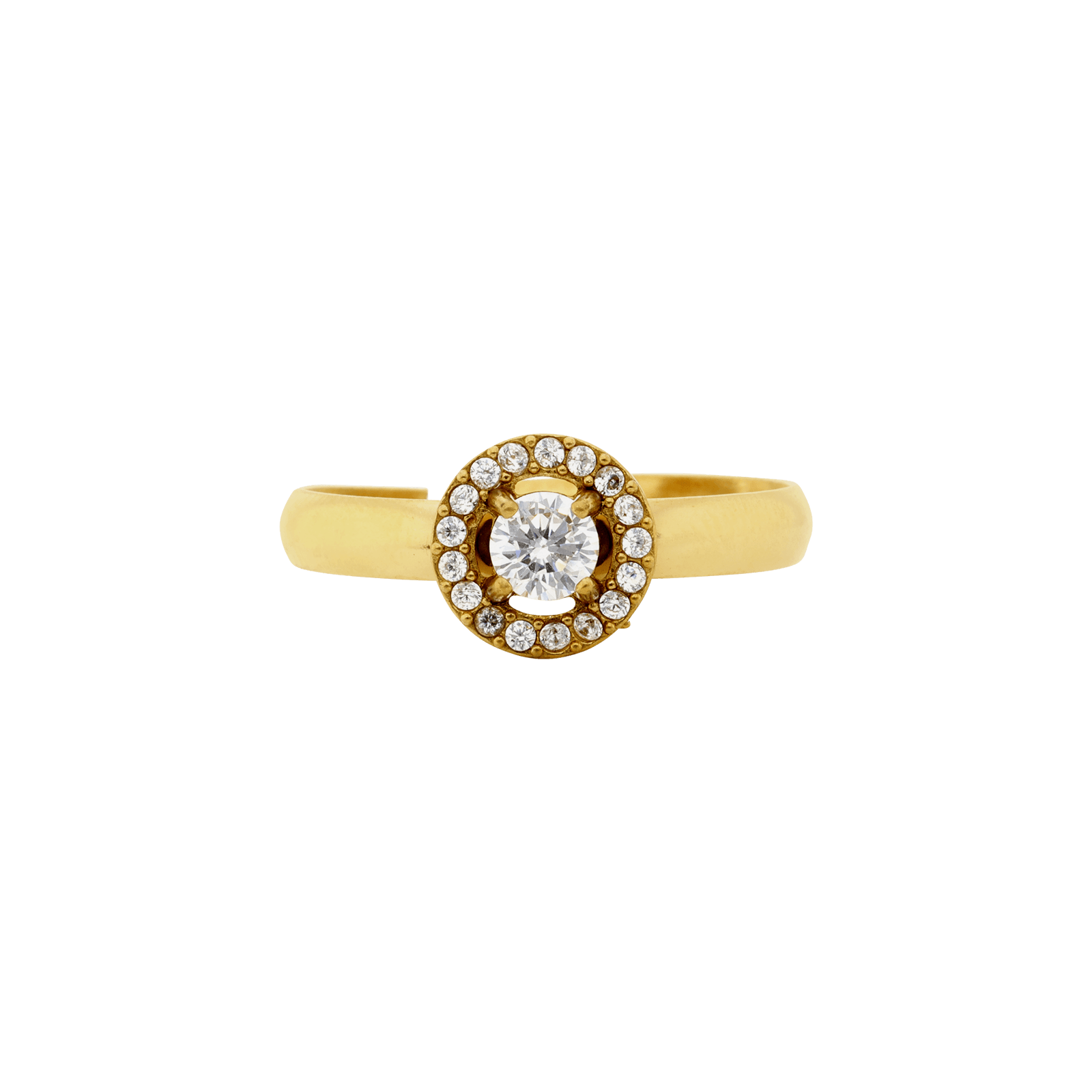 Bague Callas Acier doré ajustable ronde Zircon blanc