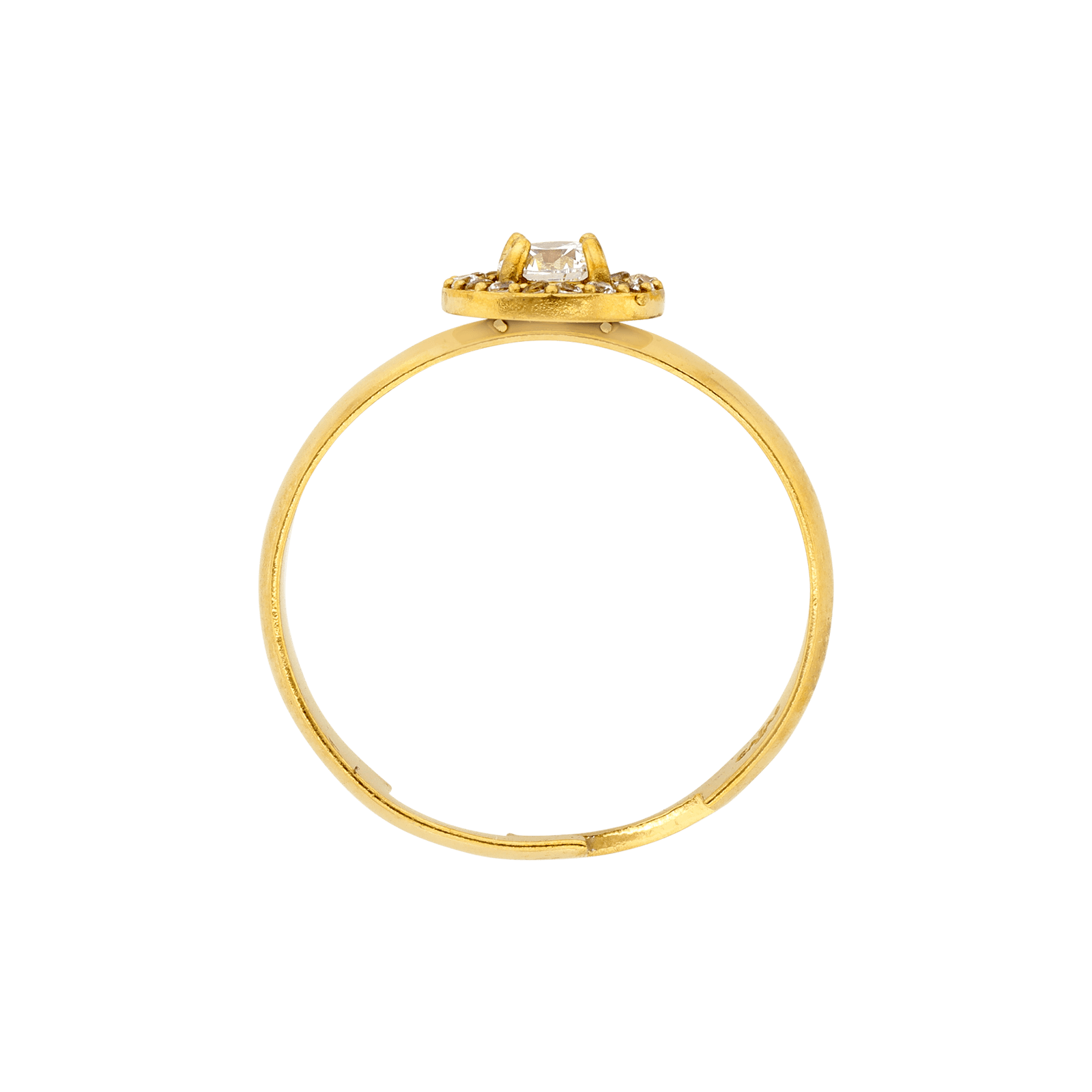 Bague Callas Acier doré ajustable ronde Zircon blanc