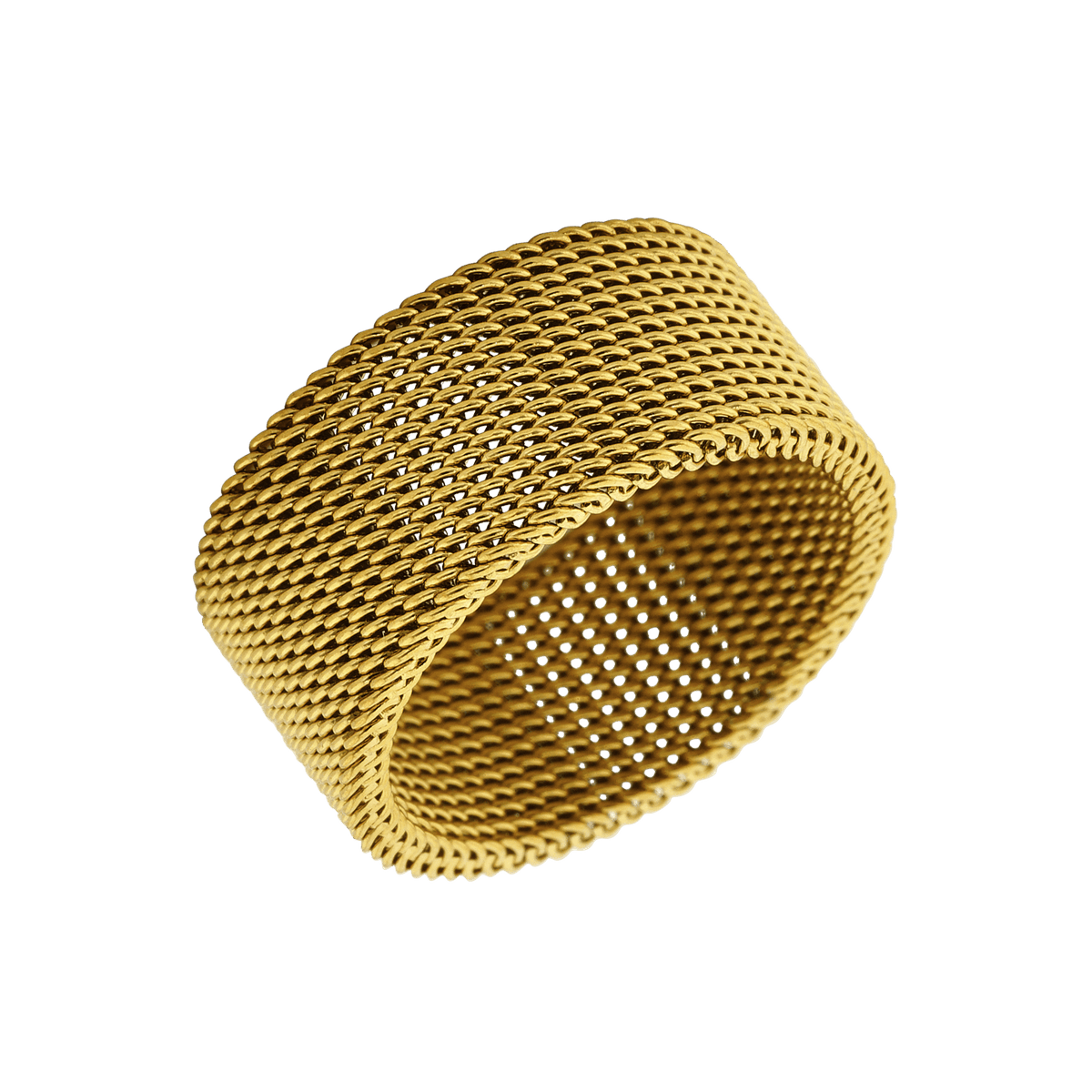 Bague Callas Acier doré maille milanaise