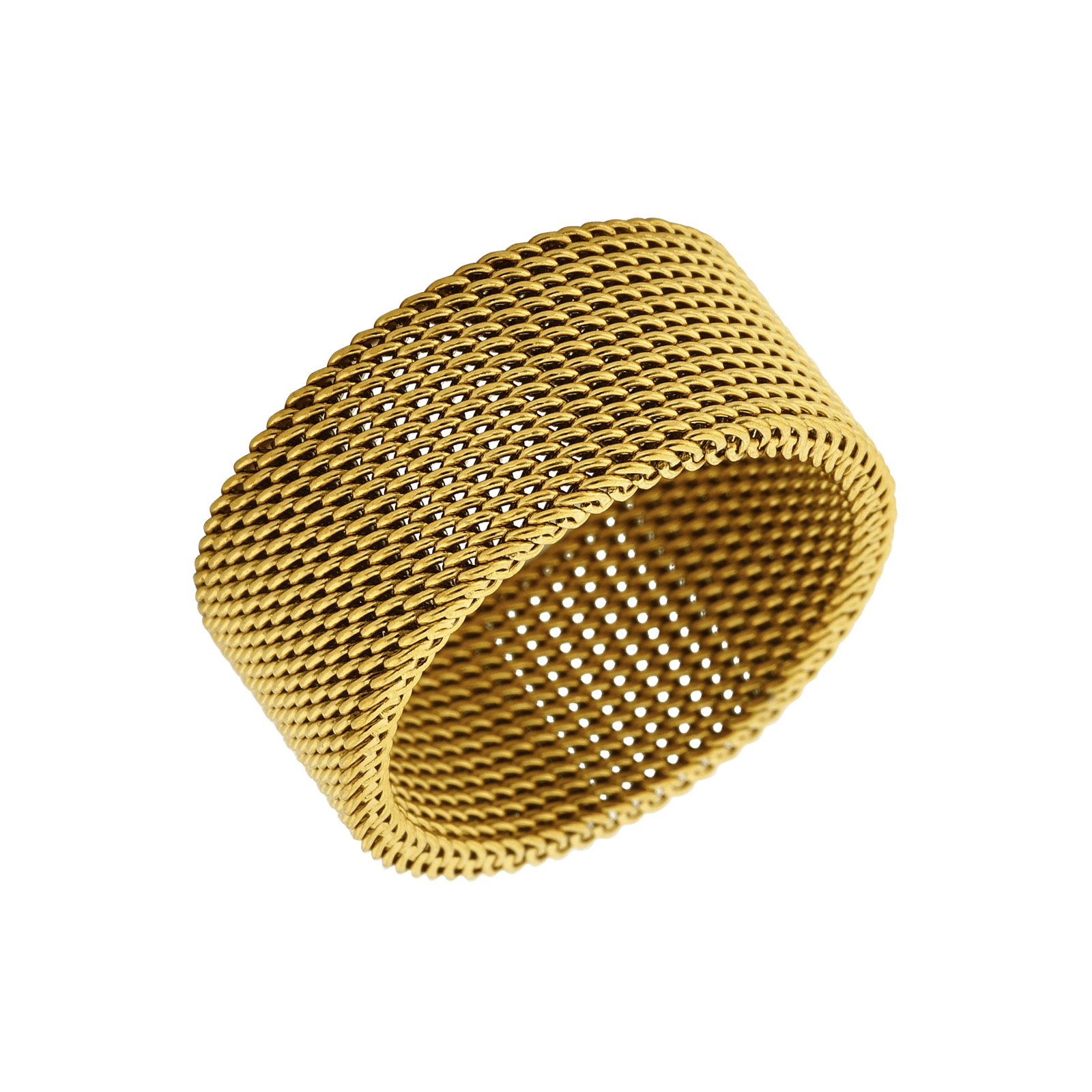 Bague Callas Acier doré maille milanaise