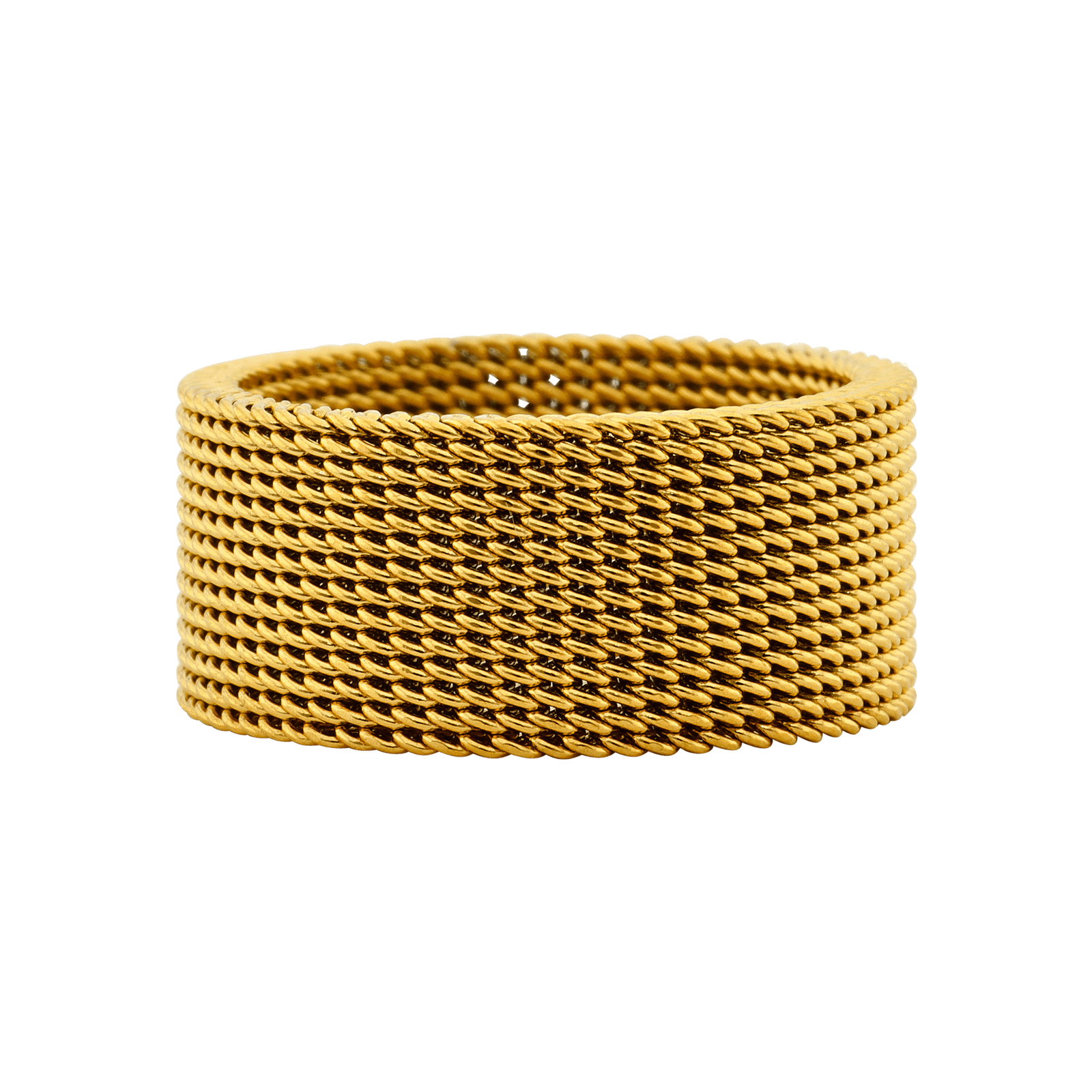 Bague Callas Acier doré maille milanaise