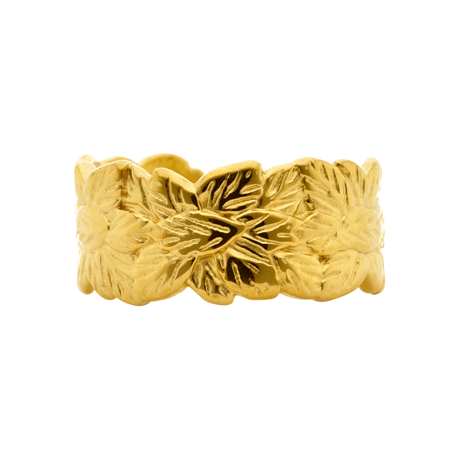 Bague Callas Acier doré imprimé feuillage