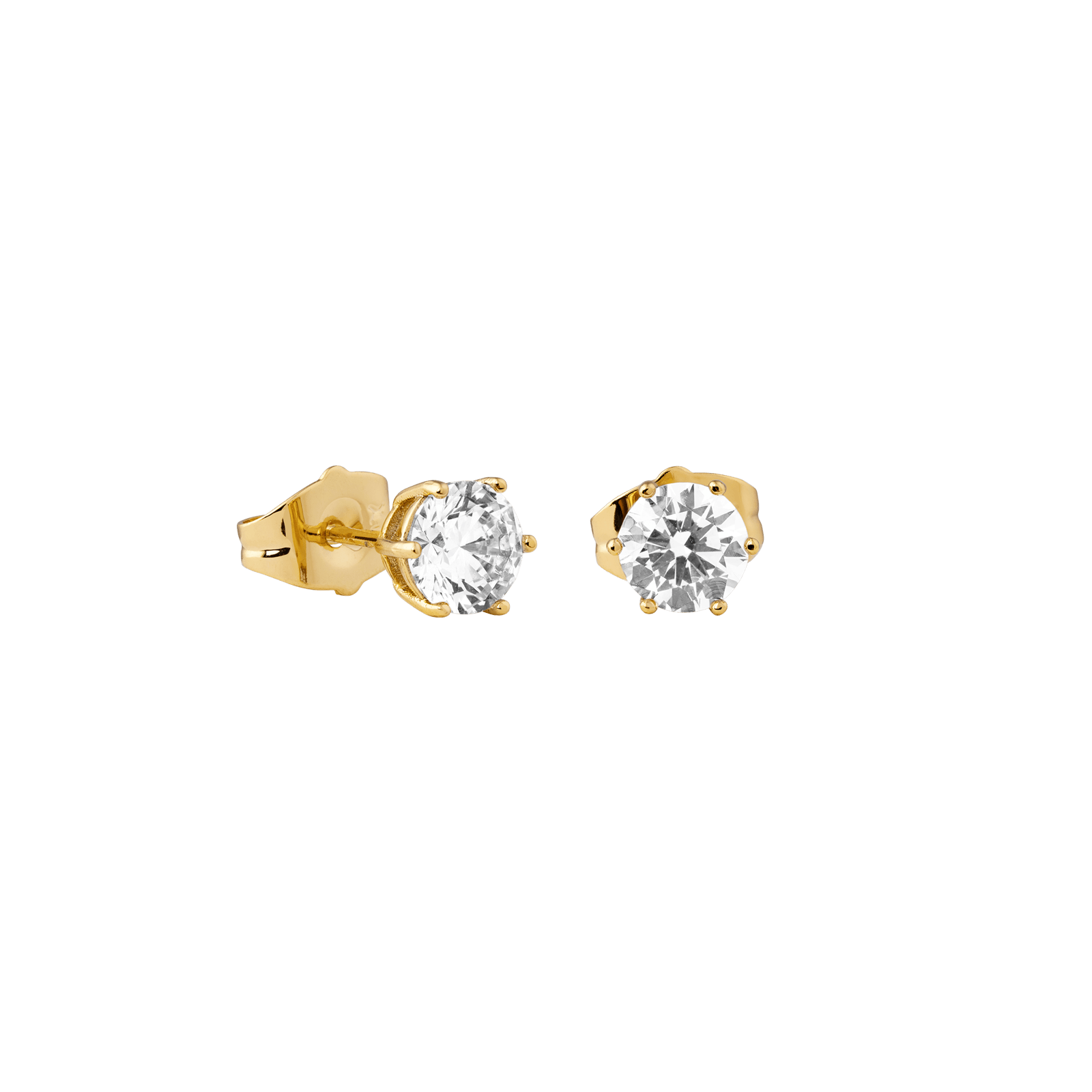 Boucles d'Oreilles plaqué or Oxyde de Zirconium sertie griffe 6 mm