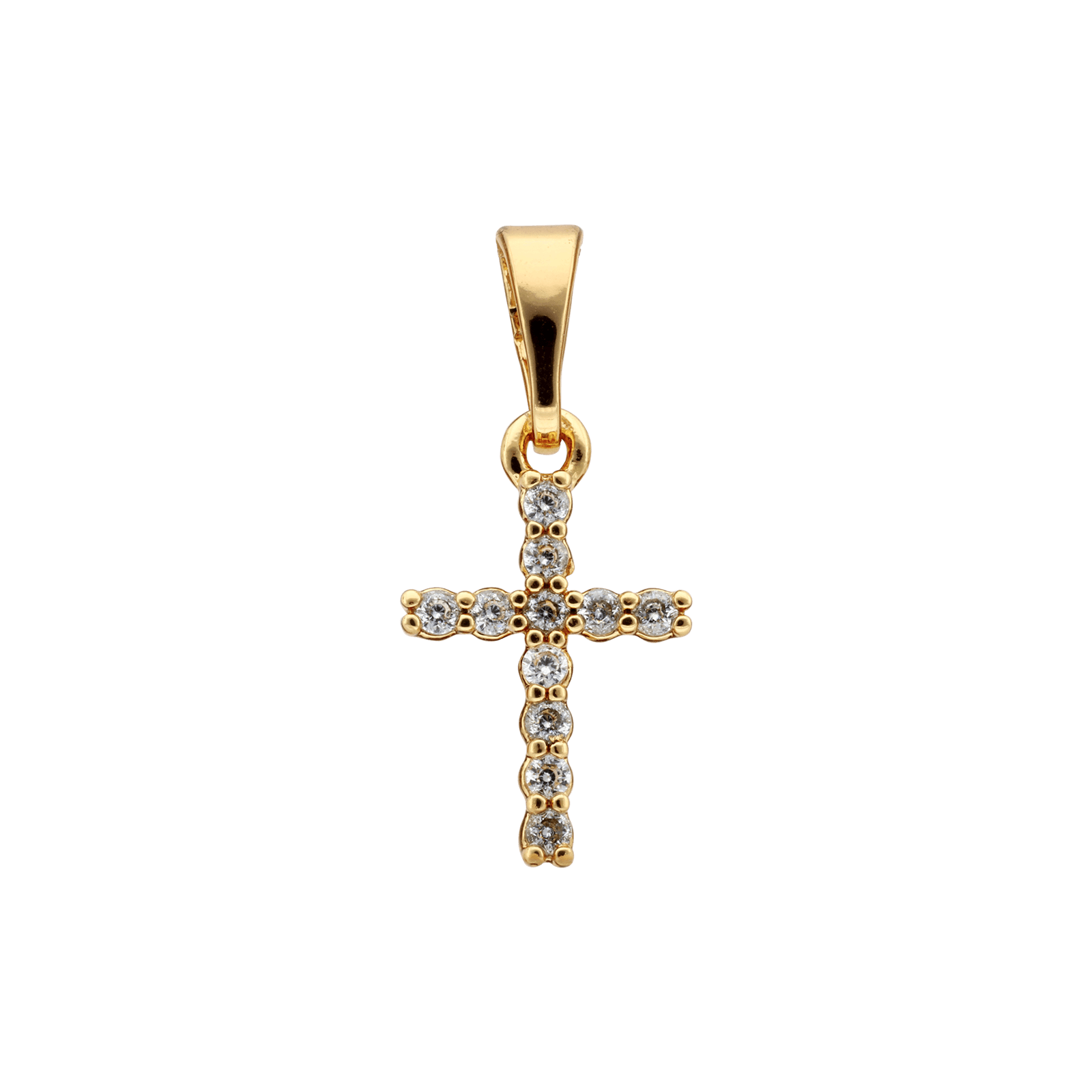Pendentif couronne croix sertie Oxyde de Zirconium 15 millimètres