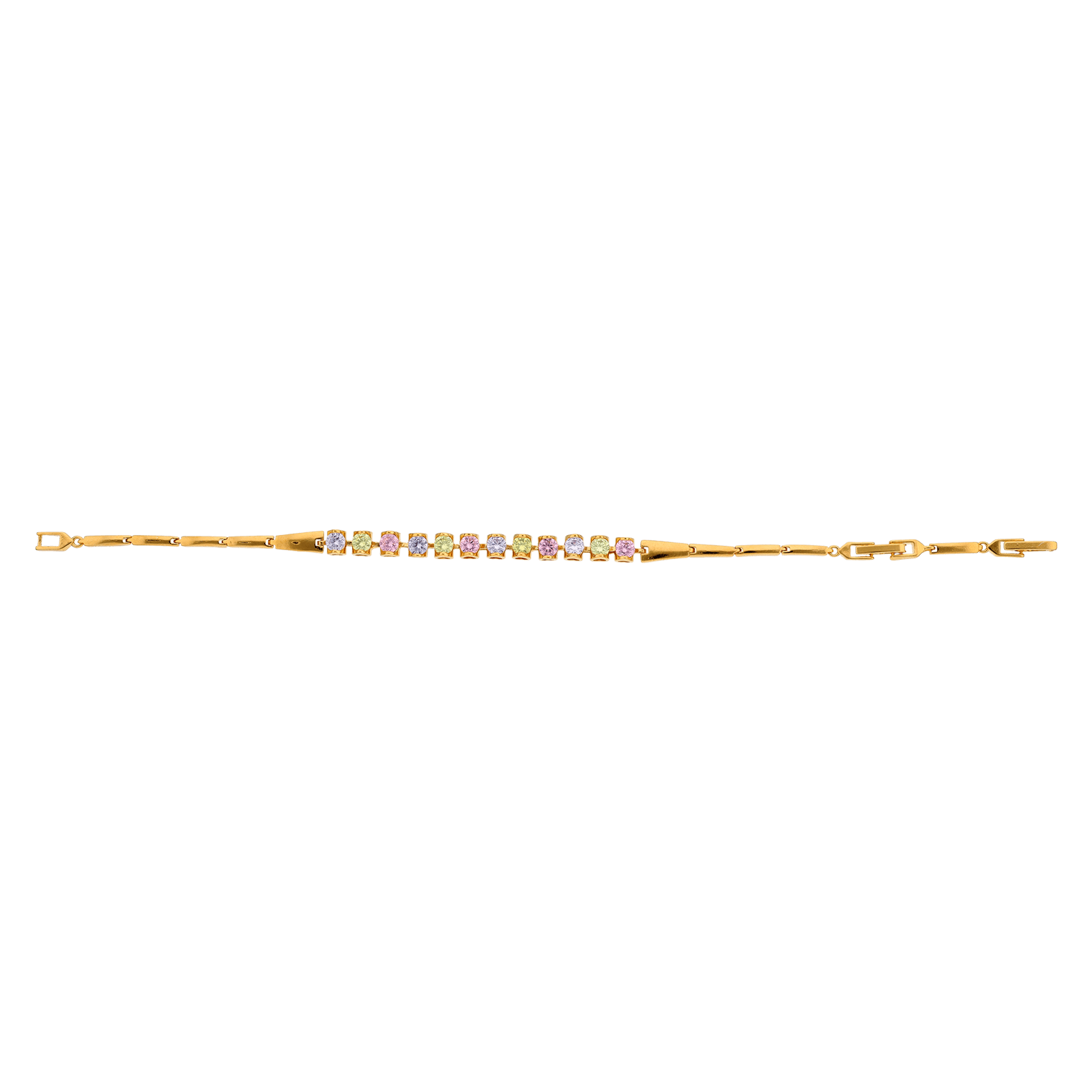 bracelet plaqué or fantaisie pierres couleurs 20cm