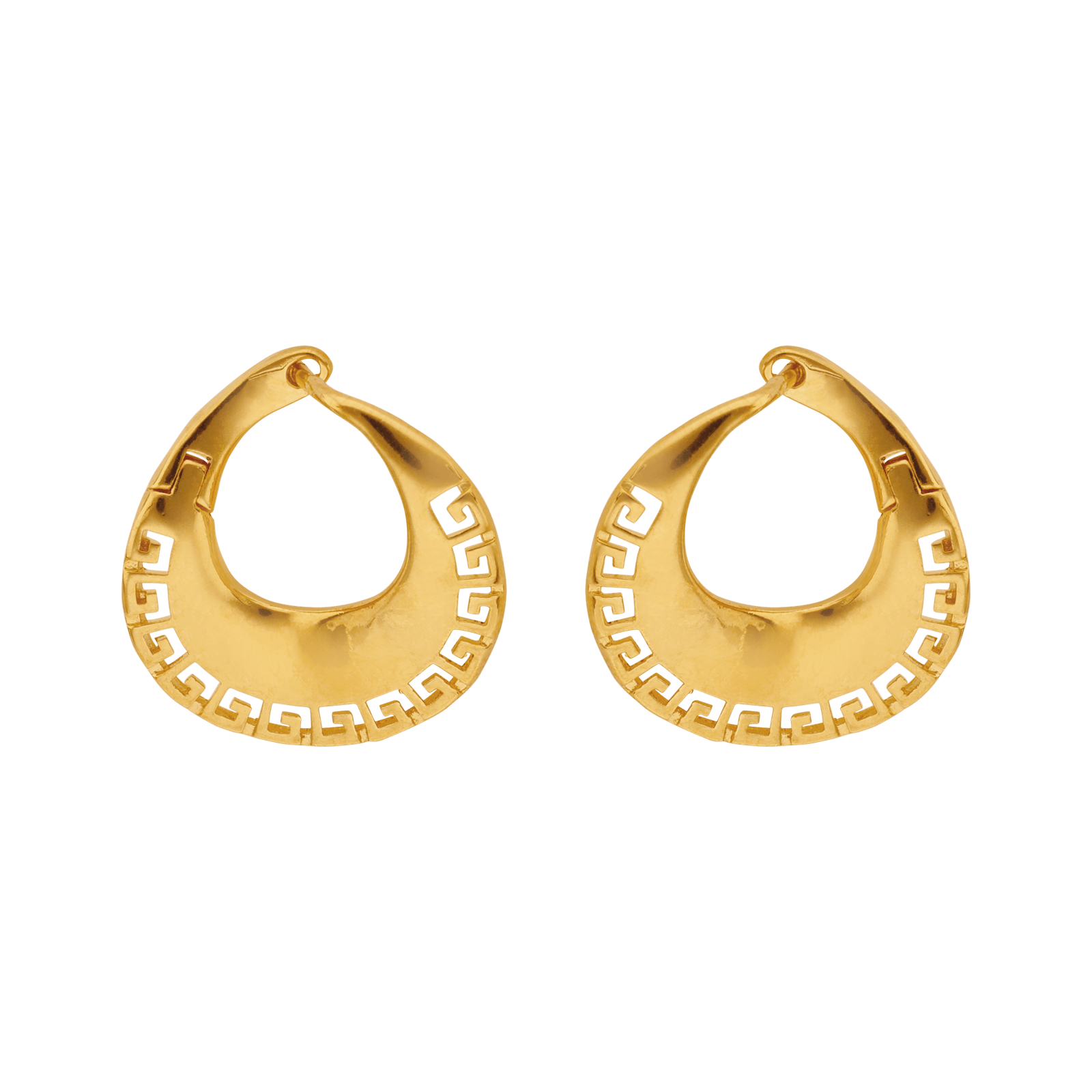 Créoles plaqué or fantaisie motif grecs