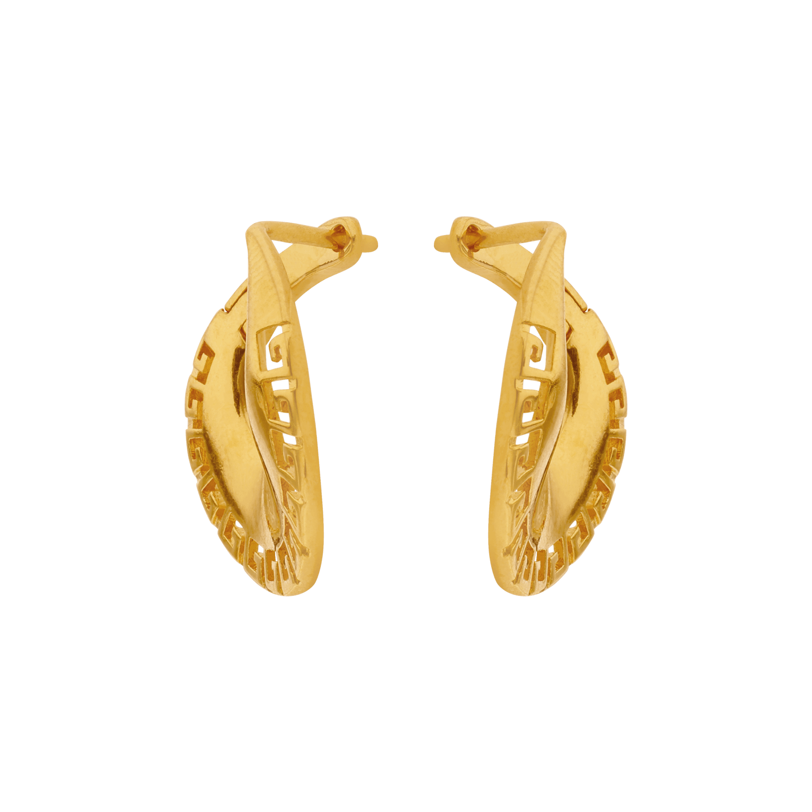 Créoles plaqué or fantaisie motif grecs