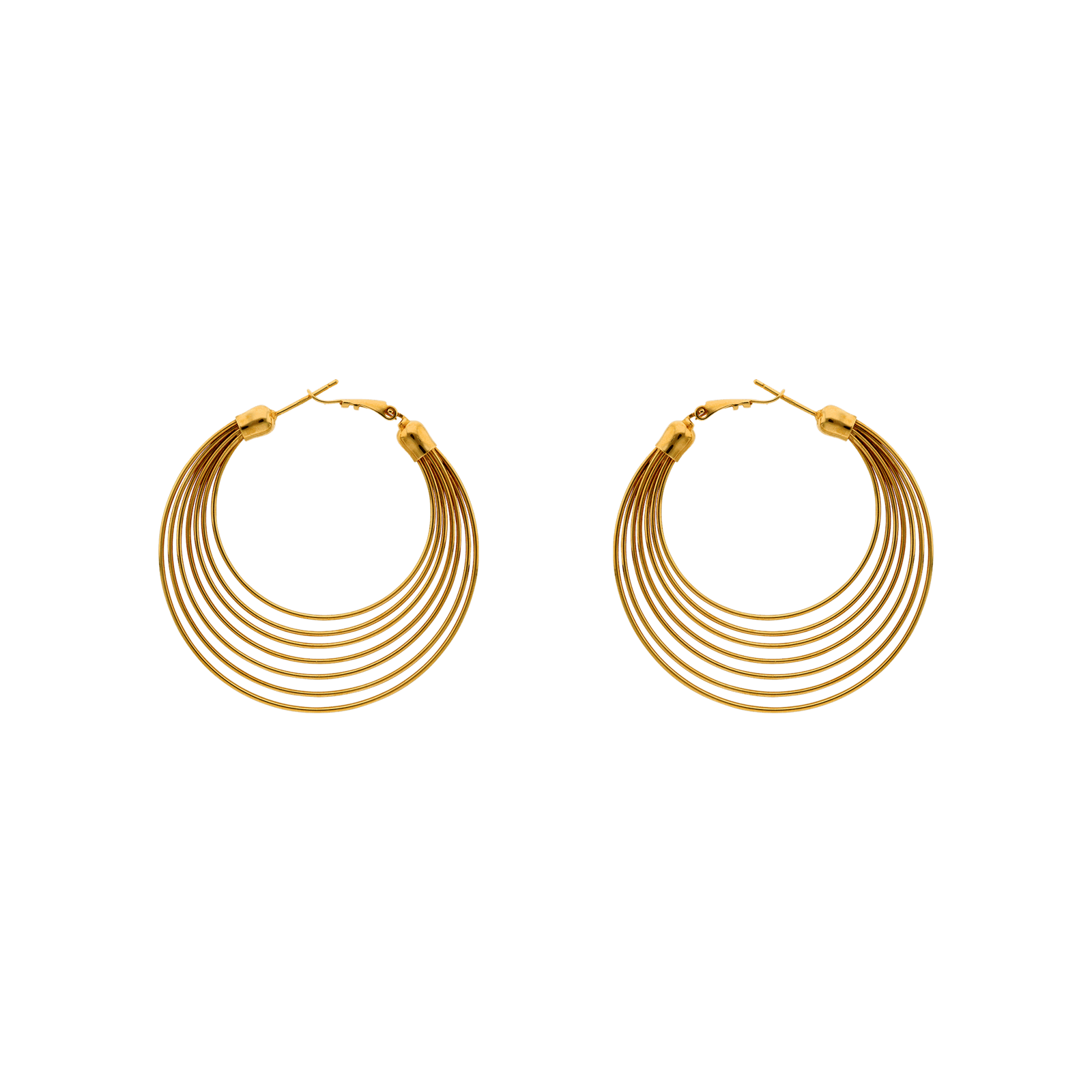 Créoles plaqué or multi cercles 55 mm