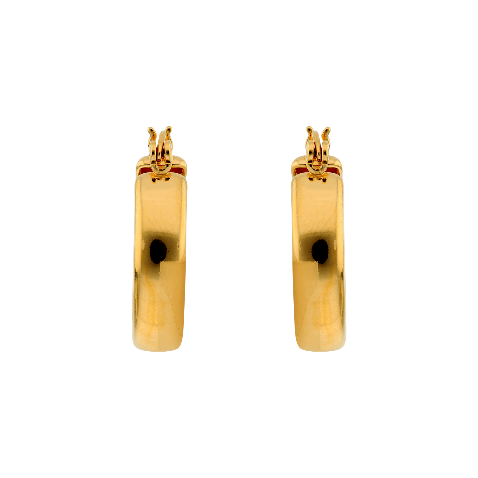 Créoles plaqué or Fil carré Lisse et satiné 4 mm sur 15 mm