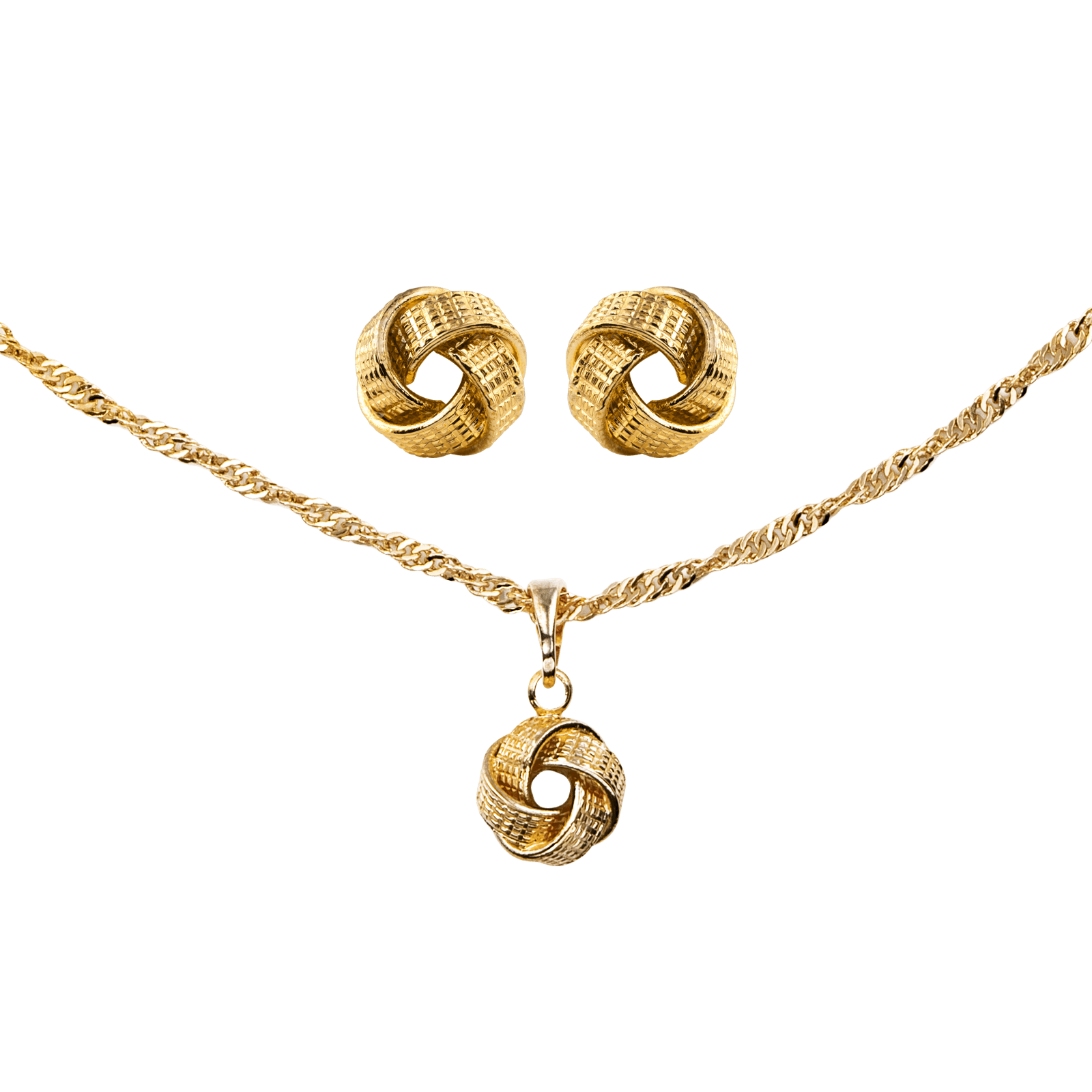 parure plaqué or Collier et Boucles d'Oreilles Nœud Rosette