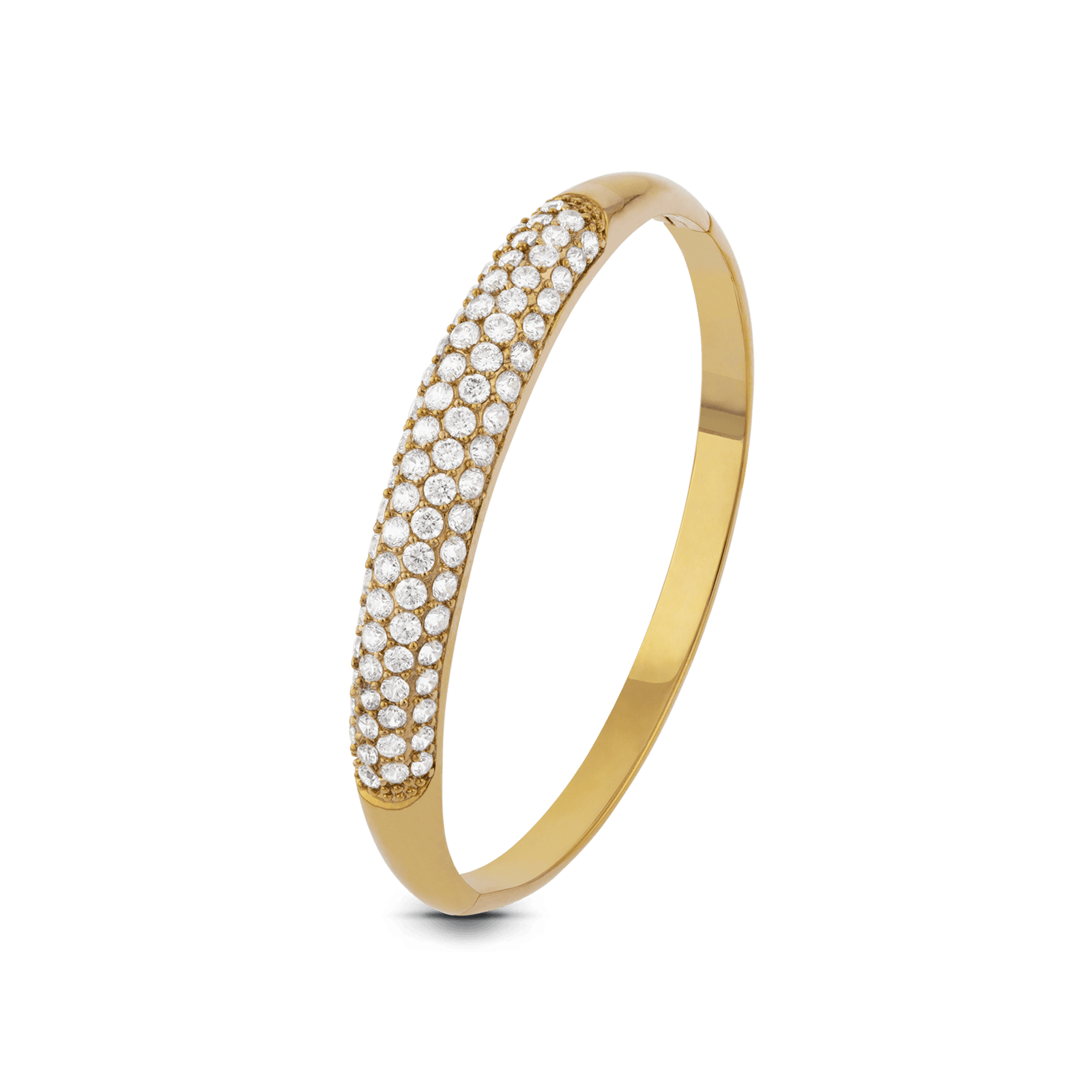 Bracelet Jonc Plaqué or 3 rangées Oxyde de Zirconium blanc