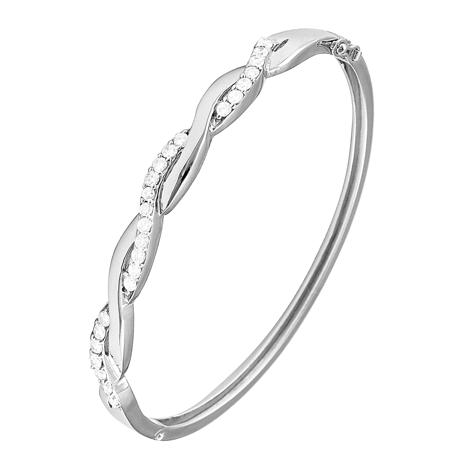 Bracelet Argent jonc tresse Oxyde de Zirconium t7