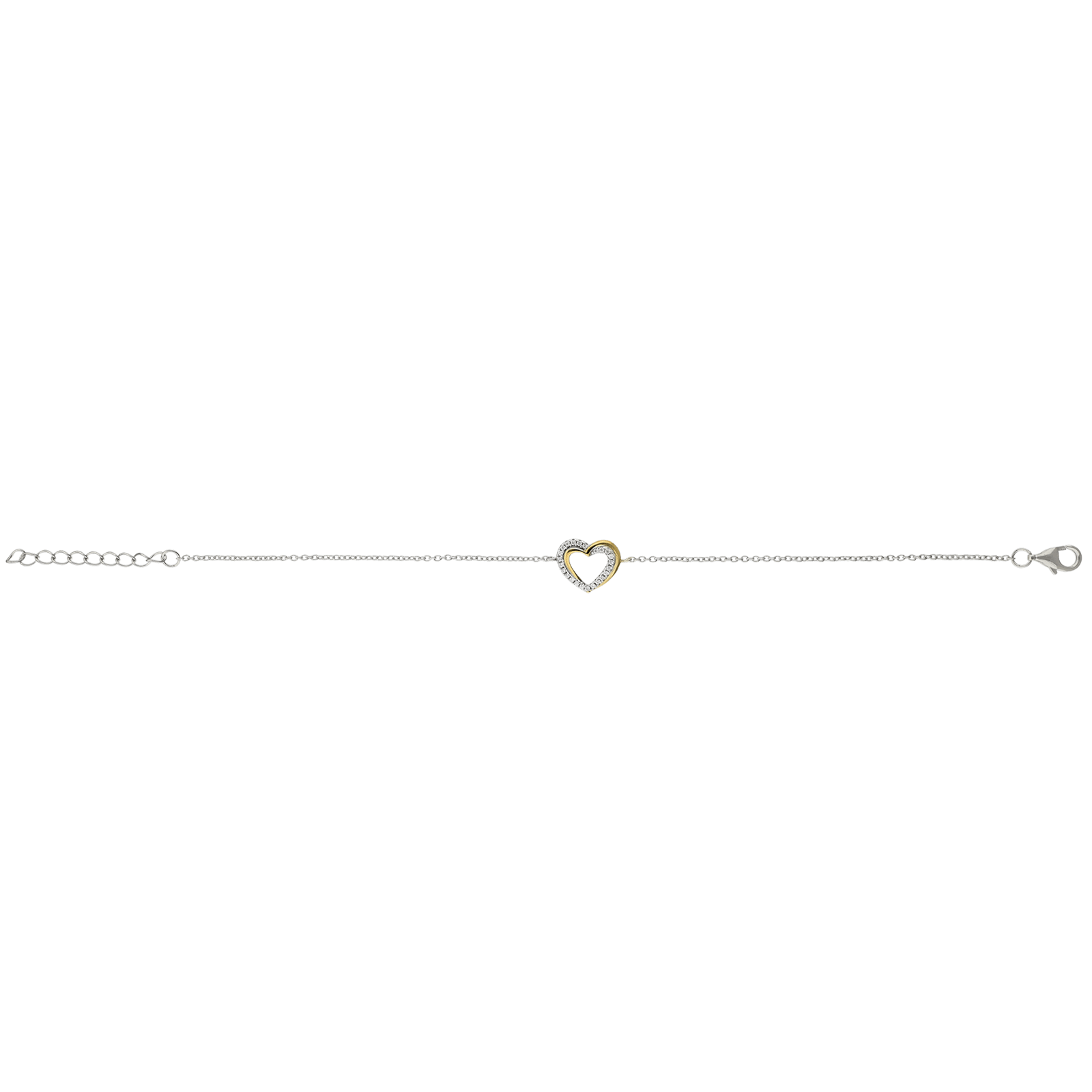 Bracelet Argent Rhodié Pendentif centre coeur sertie Oxyde de Zirconium
