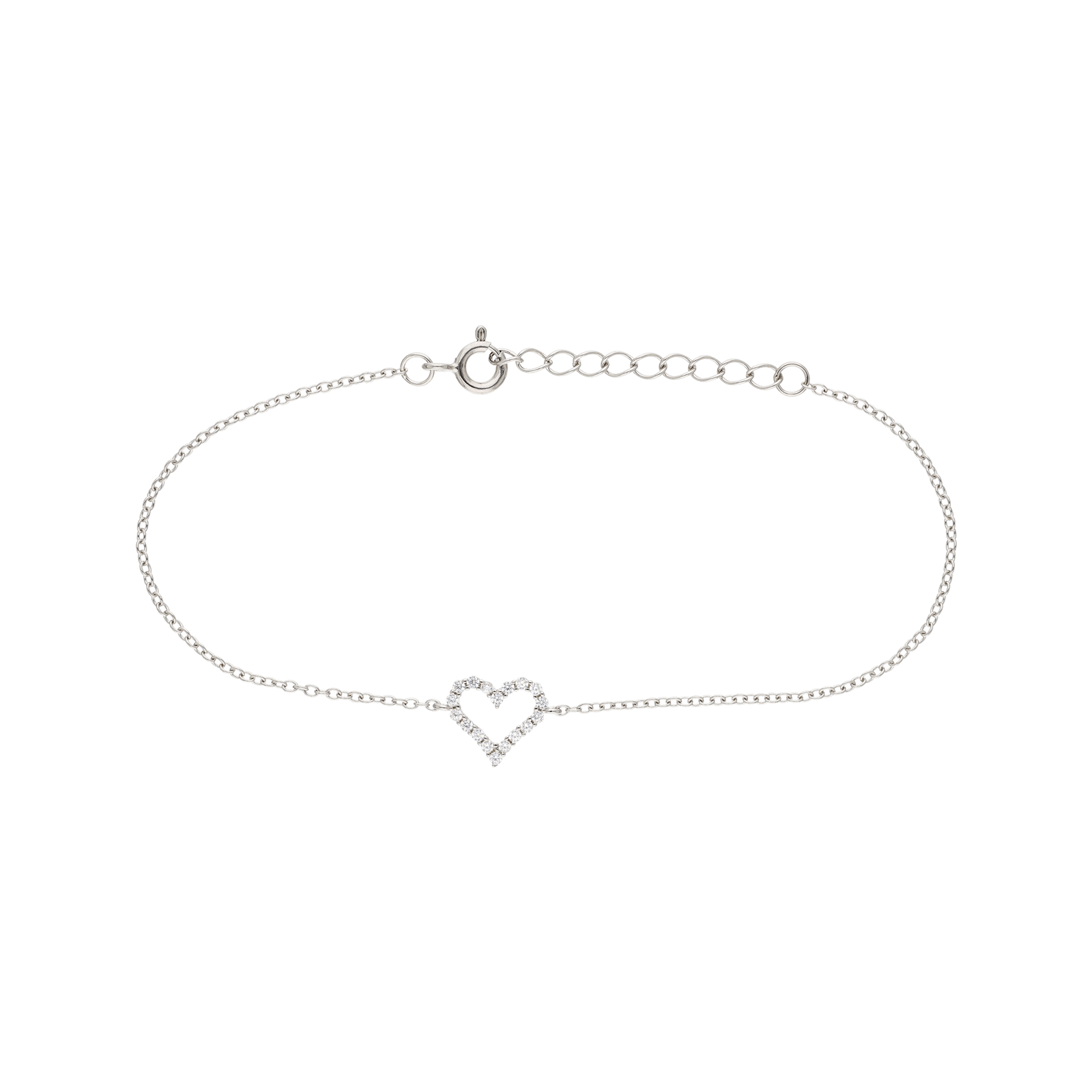 Bracelet Argent Rhodié centre coeur sertie Oxyde de Zirconium