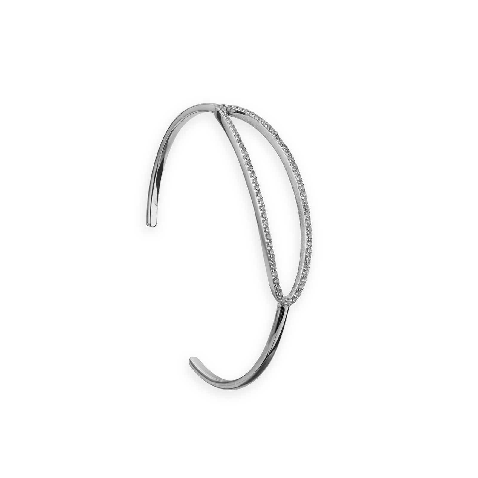 Jonc ouvert rhodié et Oxyde de Zirconium