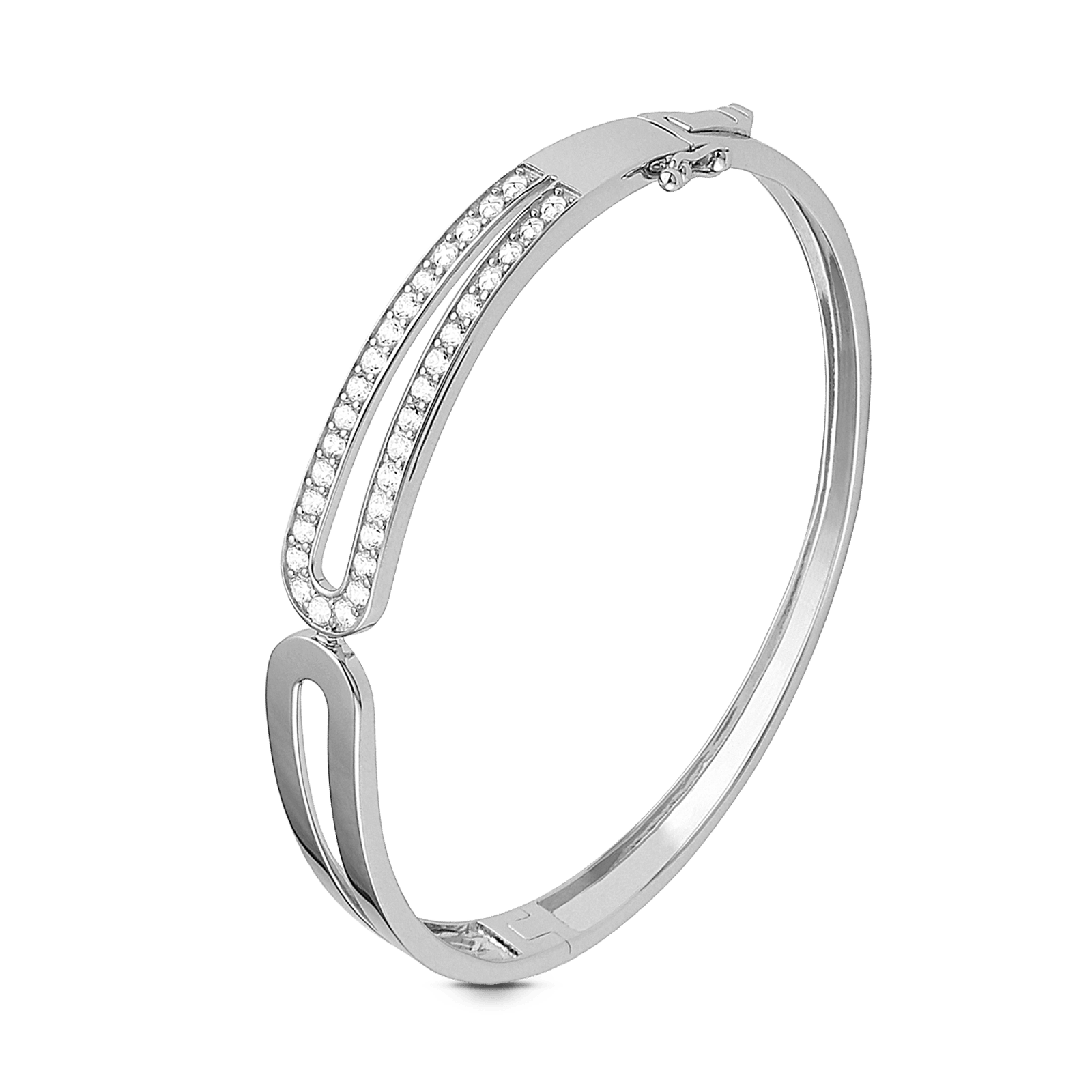 BRACELET ARGENT jonc rhodié et Zirconia Cubique