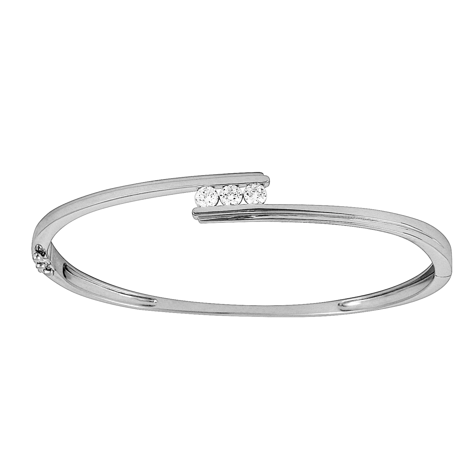 bracelet argent jonc rhodié trilogy oxyde de zirconium