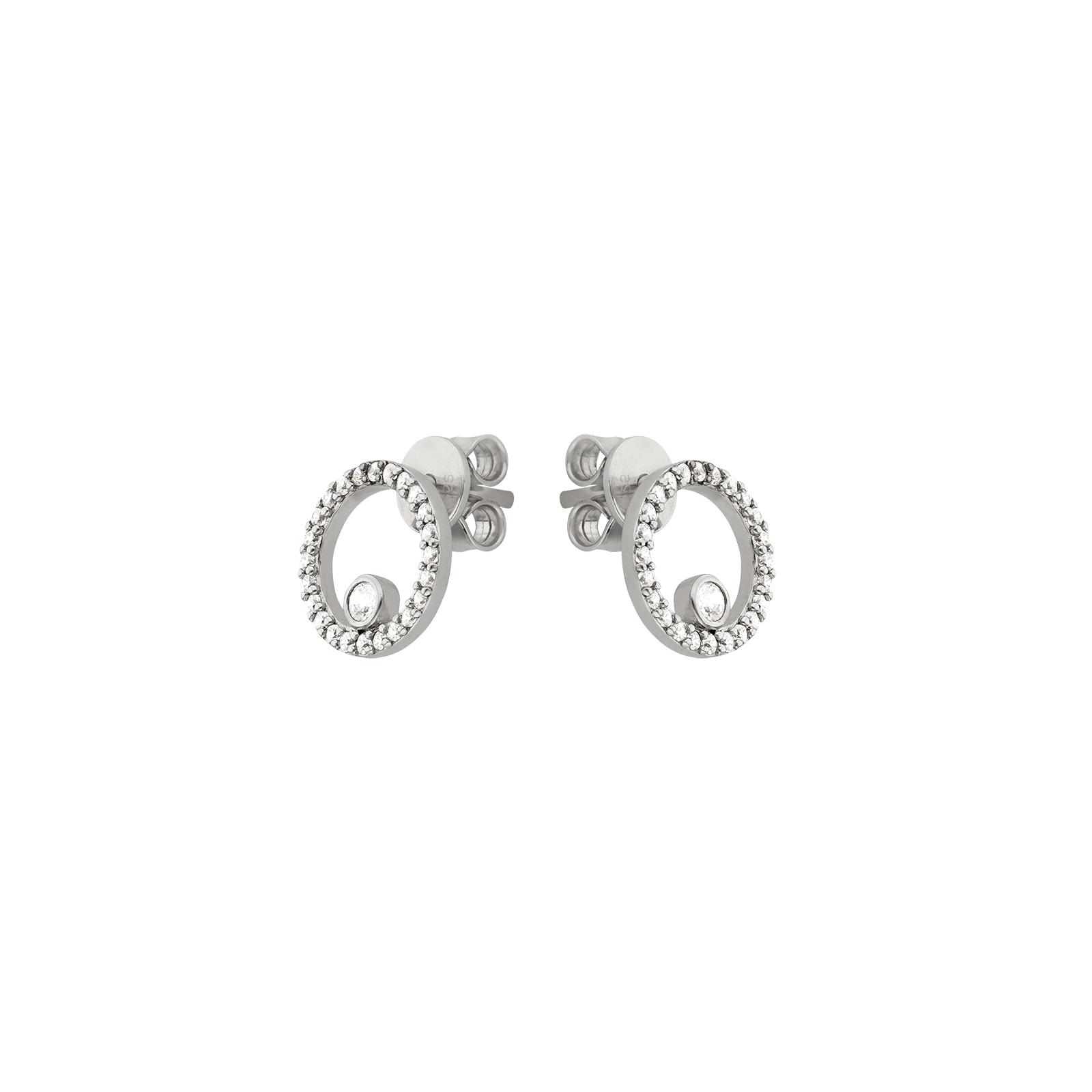 boucles d'oreilles rhodié cercle oxyde de zirconium et de zirconium intérieur