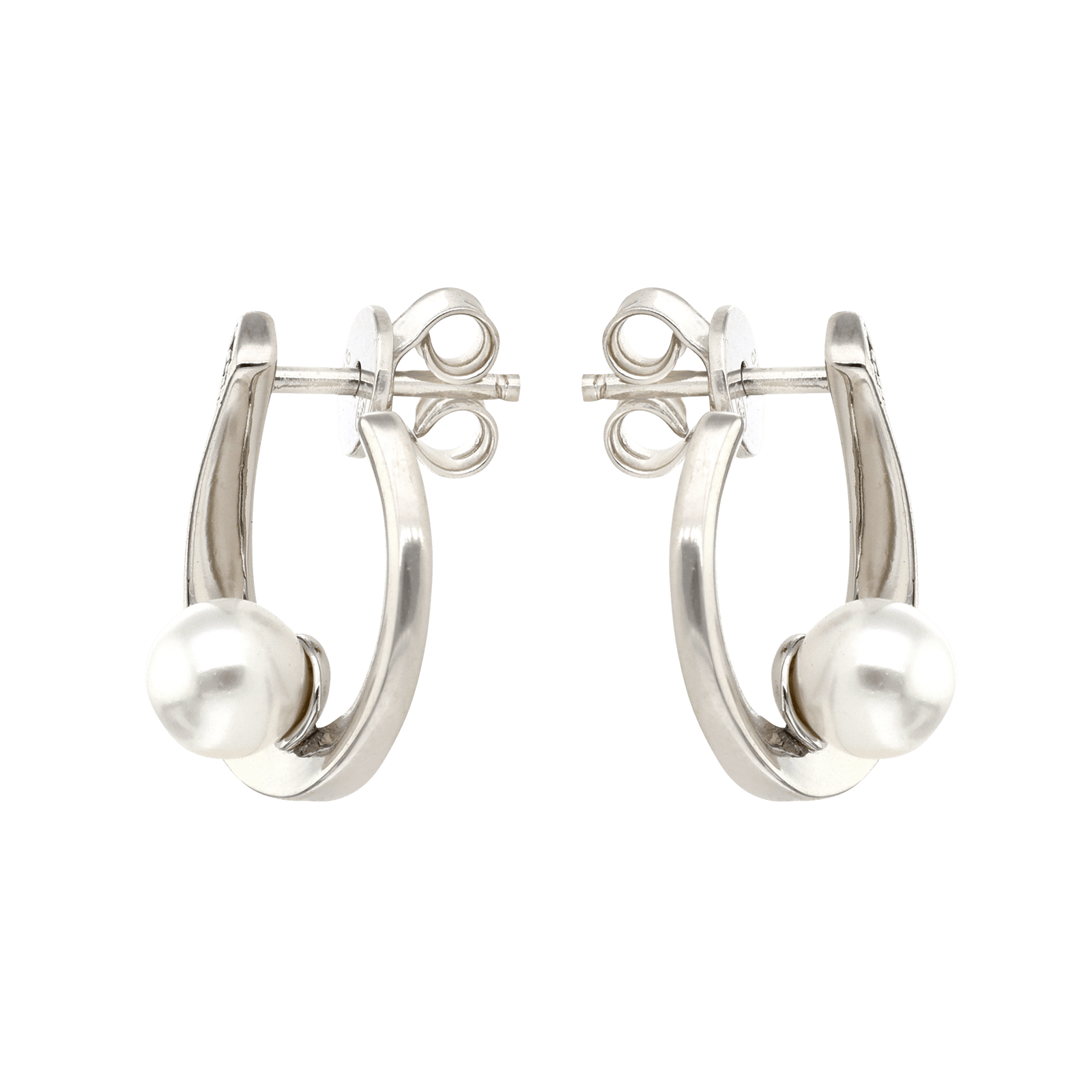 Boucles d'Oreilles rhodié fantaisie sertie Oxyde de Zirconium et Perle