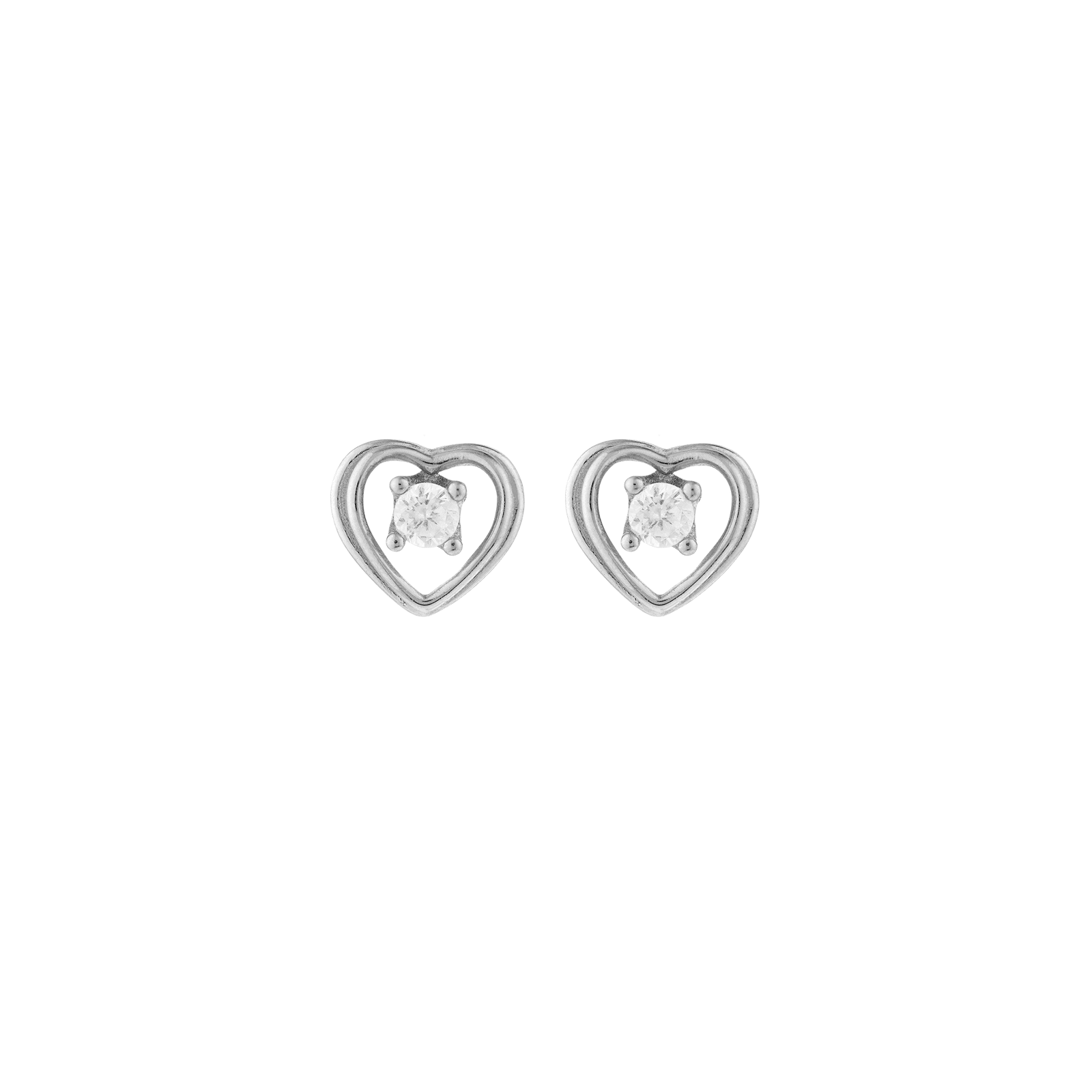 Boucles d'Oreilles Argent coeur ajouré double et Oxyde de Zirconium