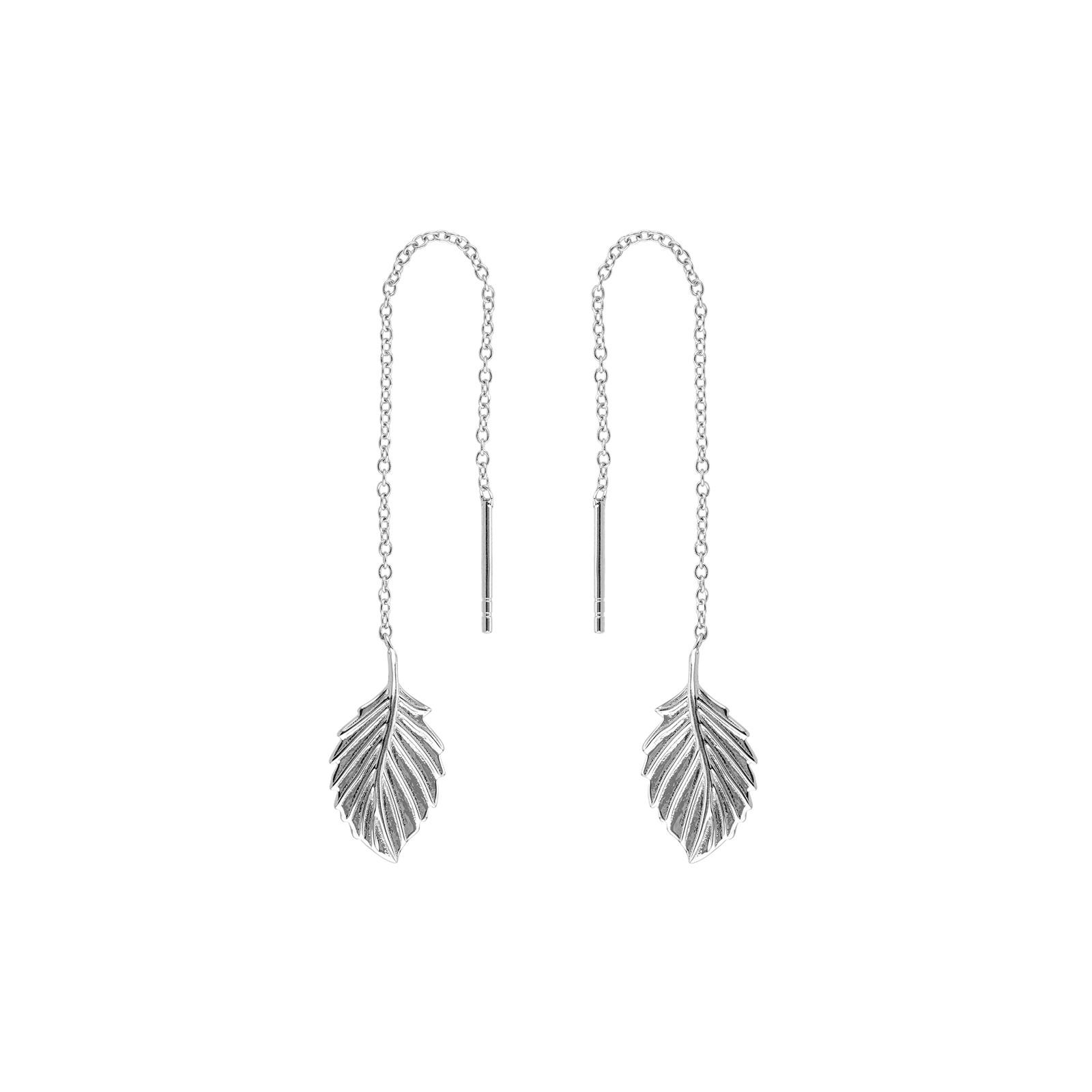 Boucles d'Oreilles Argent Pendentif feuille sur chaînette