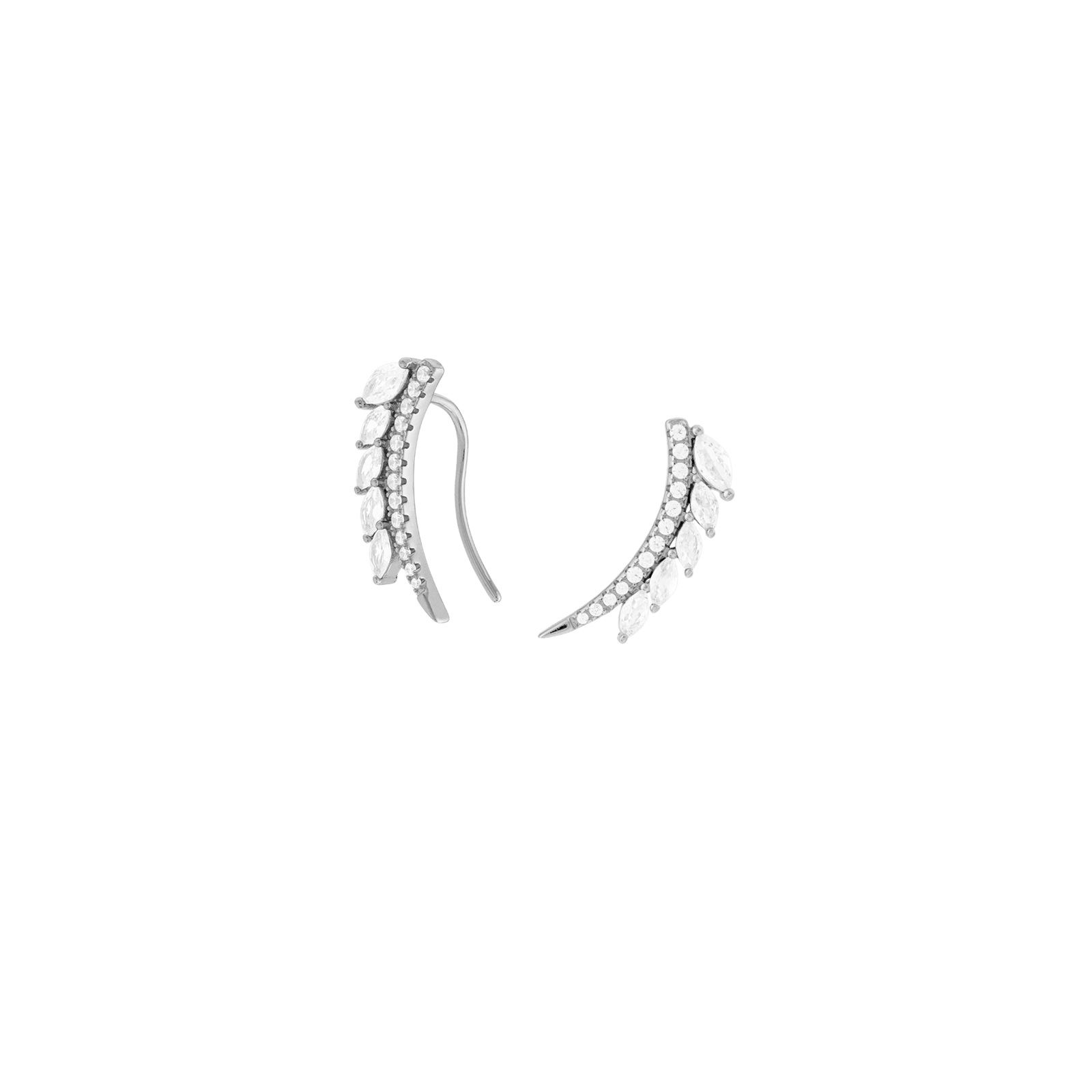 Boucles d'Oreilles Argent Rhodié lobe fantaisie sertie Oxyde de Zirconium 20 millimètres