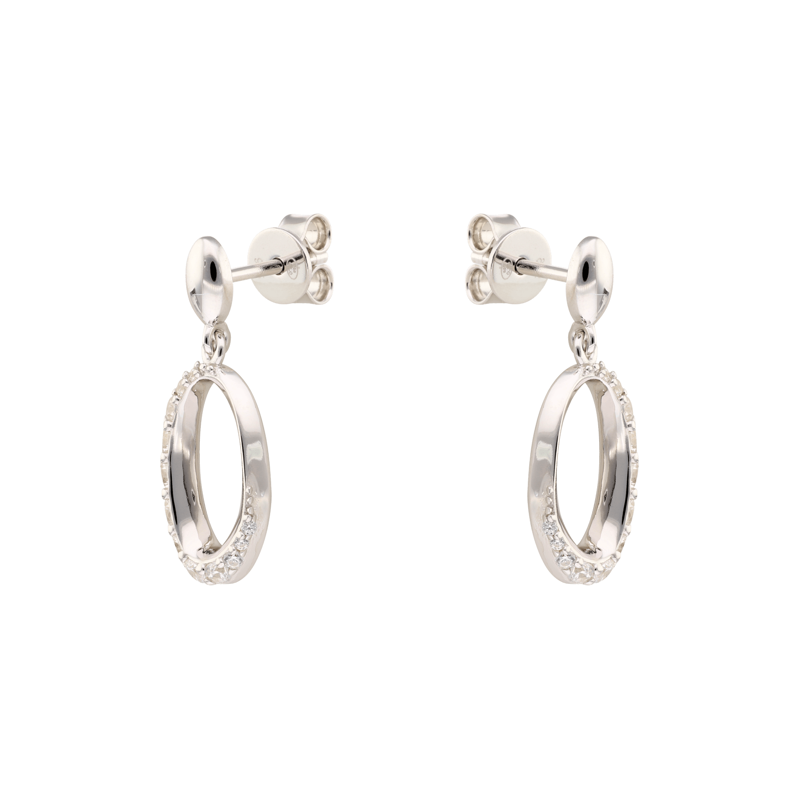Boucles d'Oreilles Argent ovale sertie Zirconia Cubique
