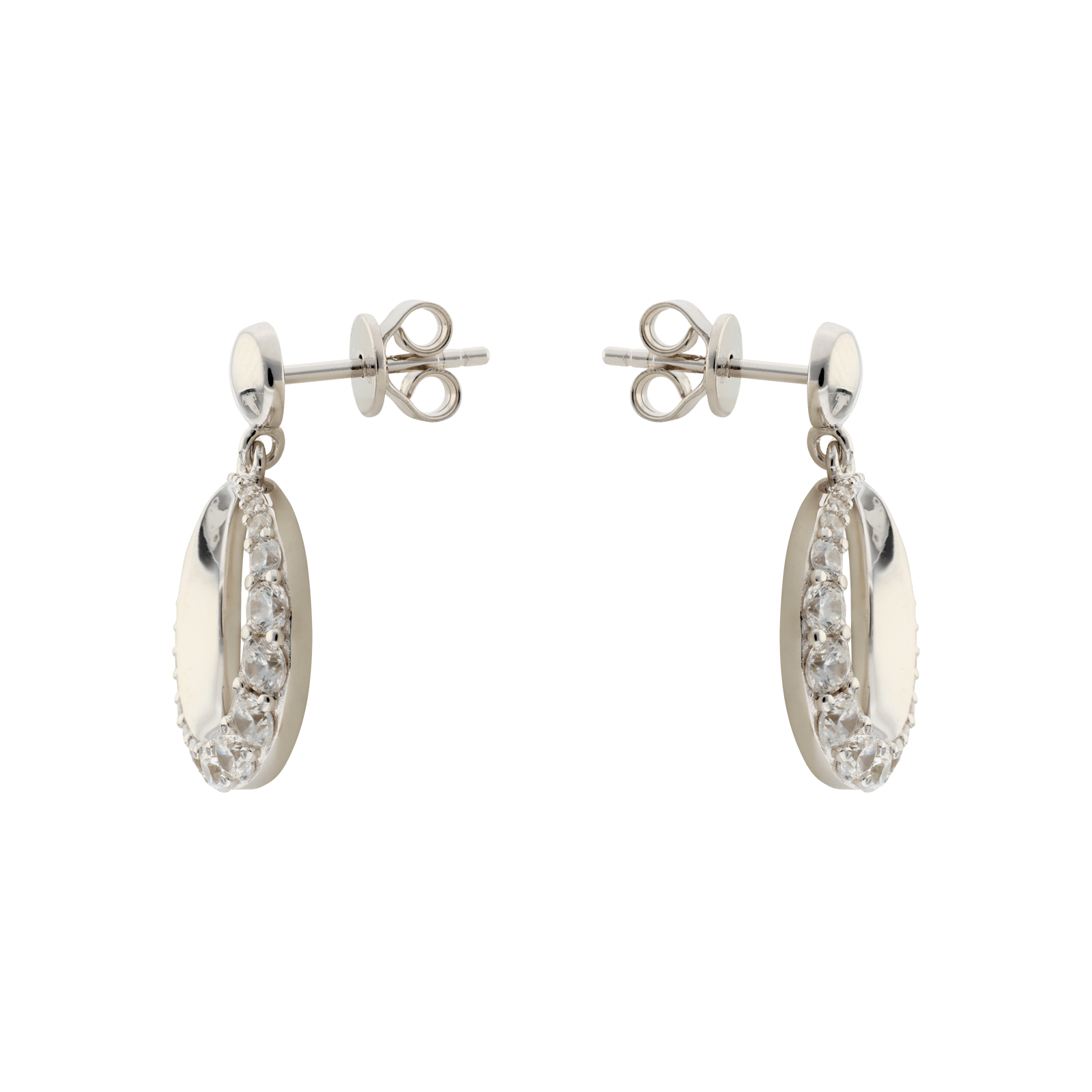Boucles d'Oreilles Argent Pendentif cercle large sertie Zirconia Cubique