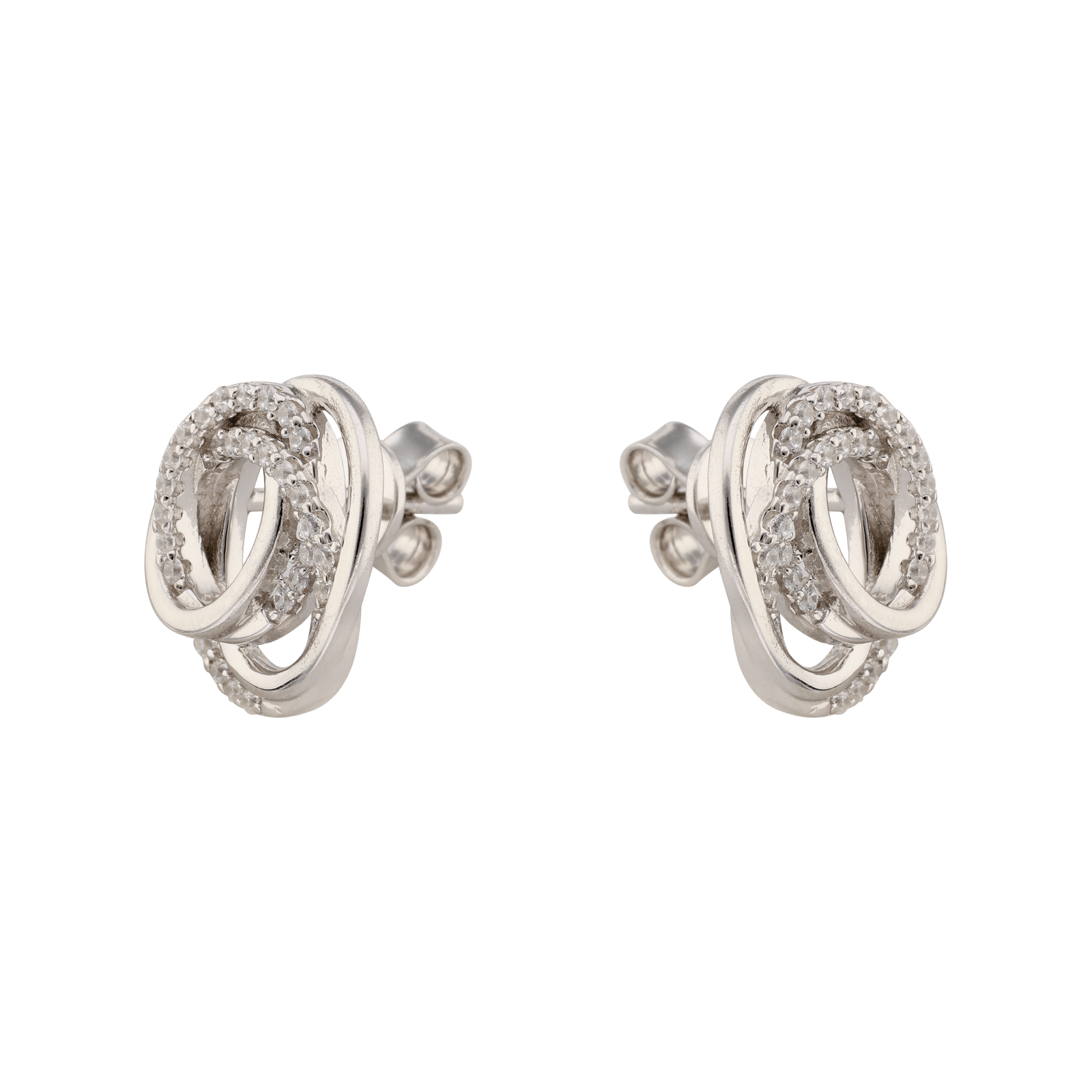 Boucles d'Oreilles Argent fantaisie Lisse et Zirconia Cubique