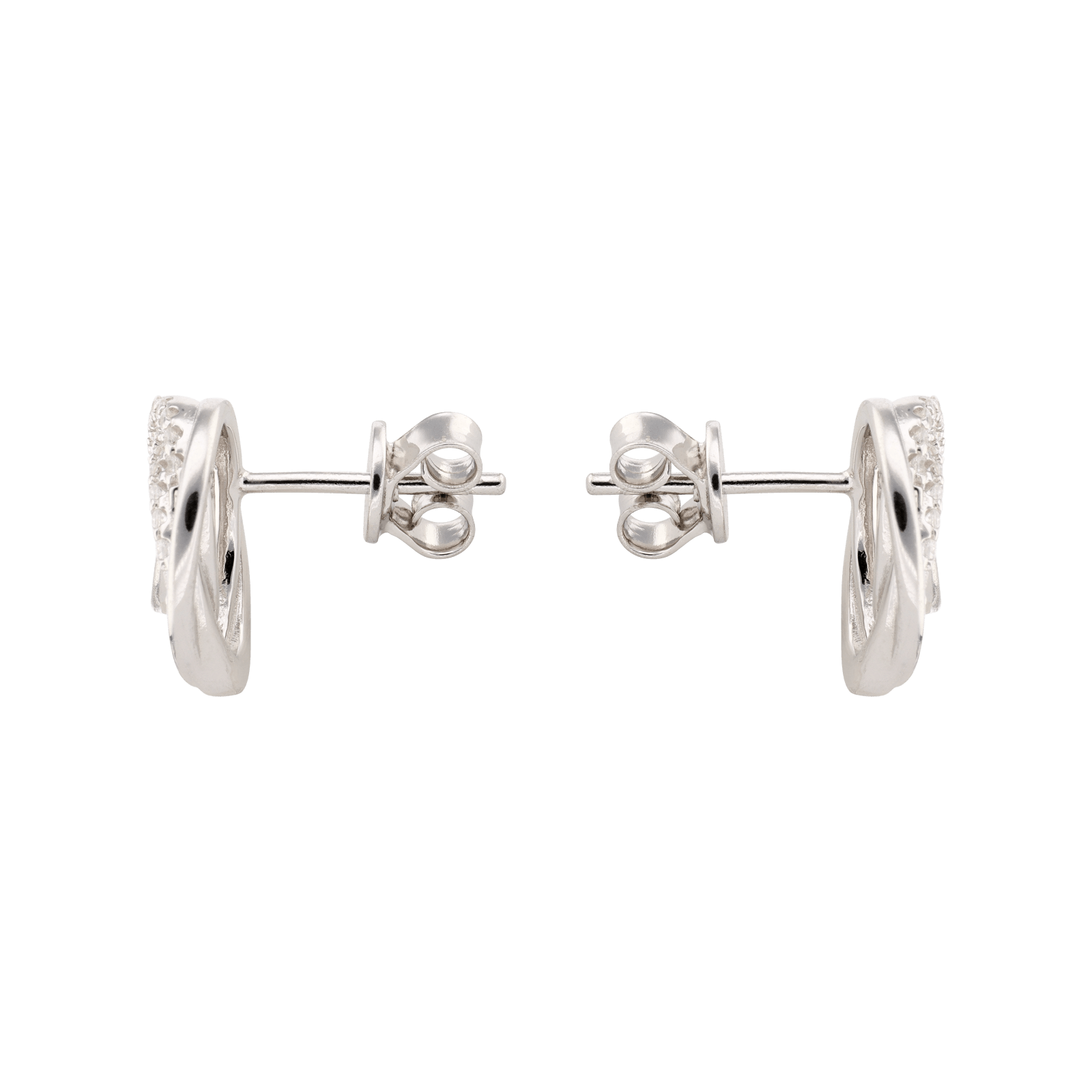 Boucles d'Oreilles Argent fantaisie Lisse et Zirconia Cubique