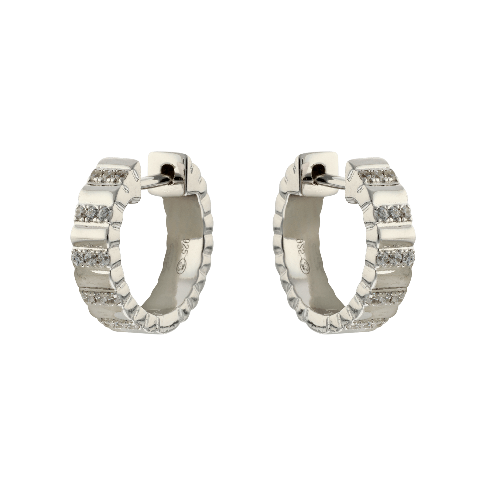 Créoles Argent sertie Zirconia Cubique