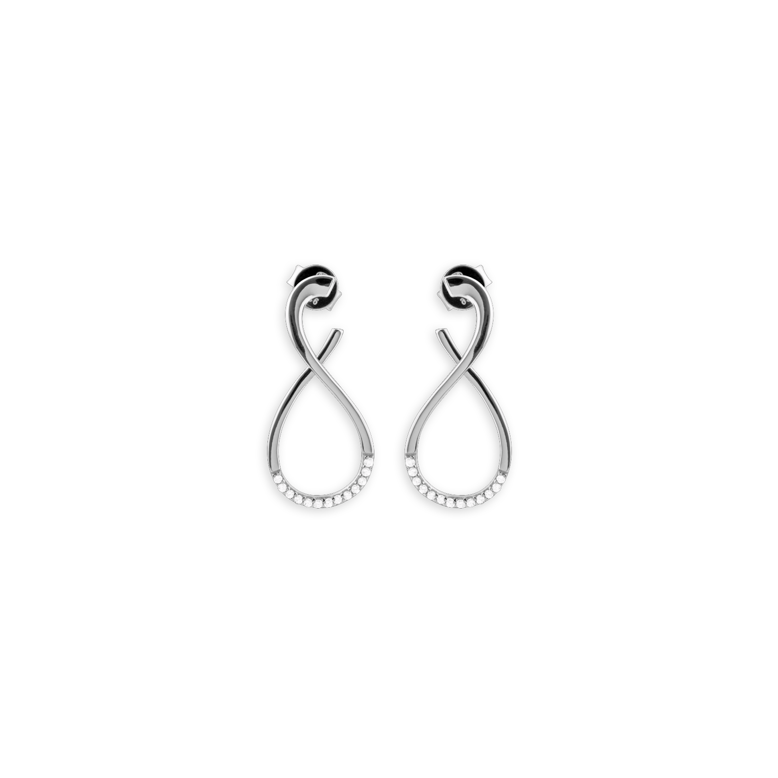 Boucles D'oreilles Argent925 Rhodié Infini Zirconium 11.5*25mm