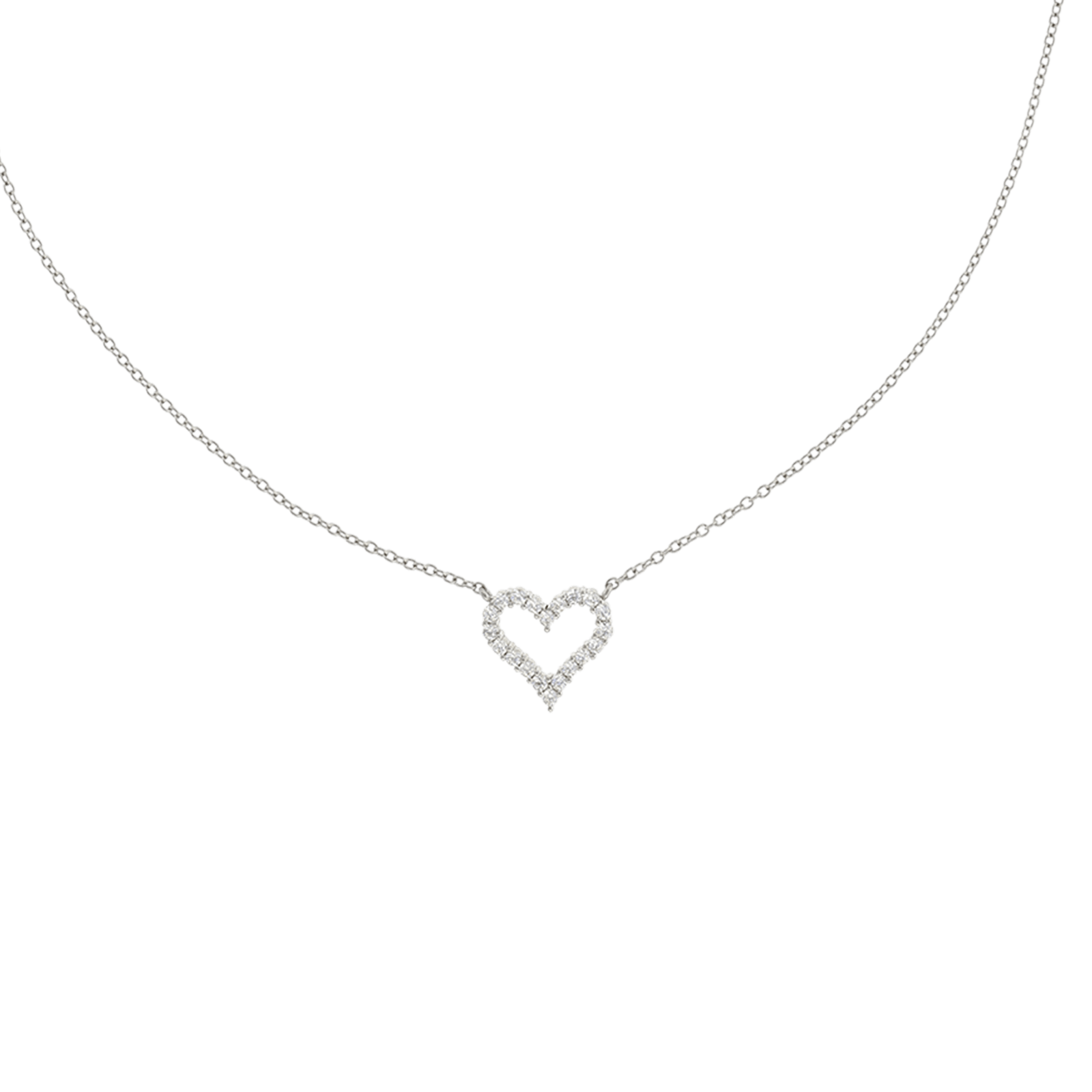 Collier Argent Rhodié Pendentif coeur sertie Oxyde de Zirconium