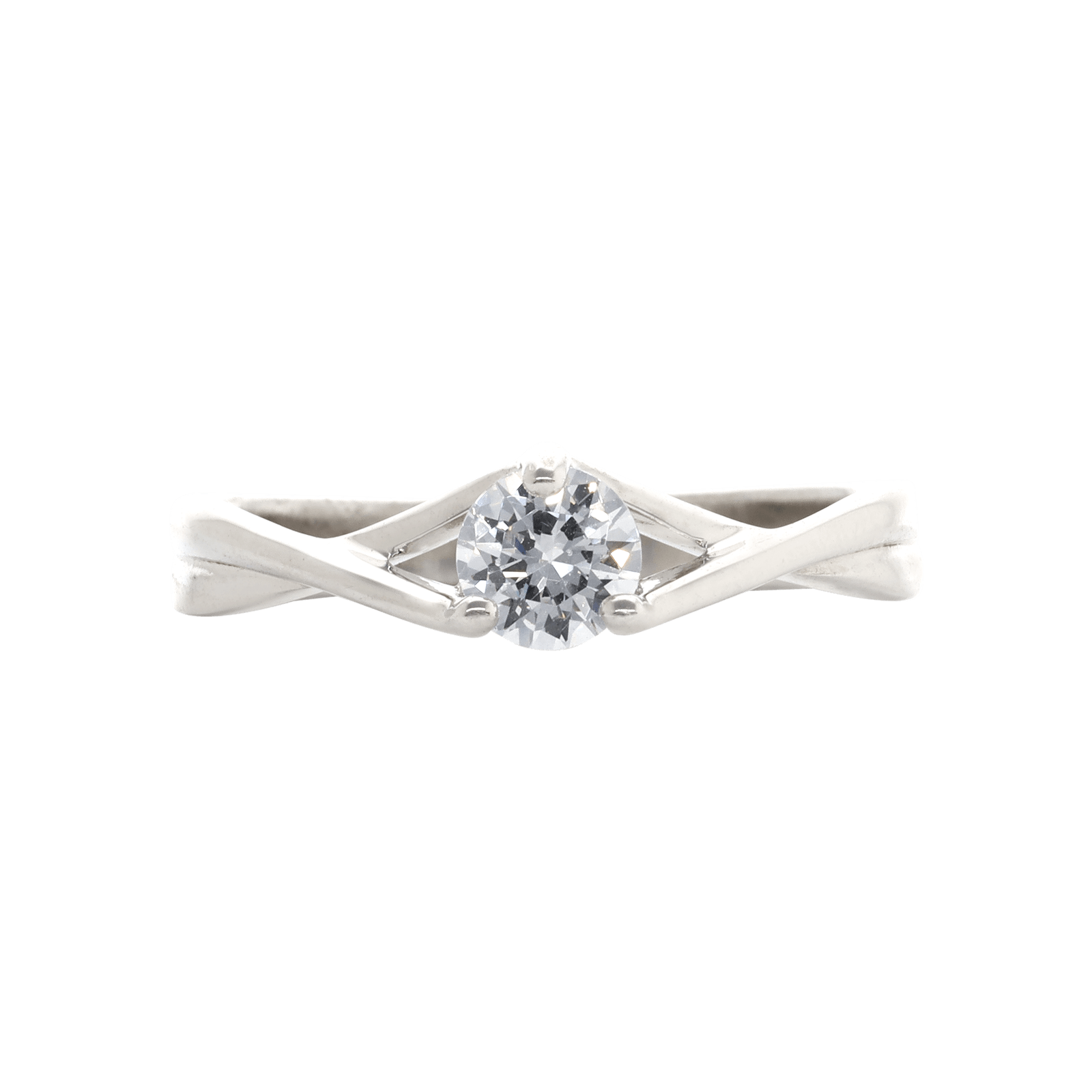 solitaire Argent Rond Centre Oxyde de Zirconium