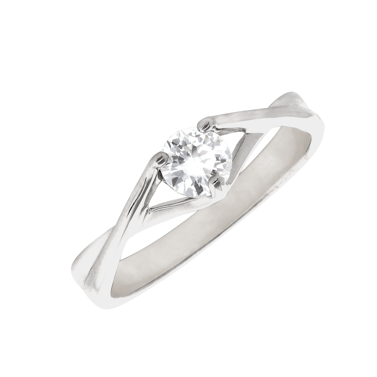 Solitaire argent rond centre oxyde de zirconium — taille 60