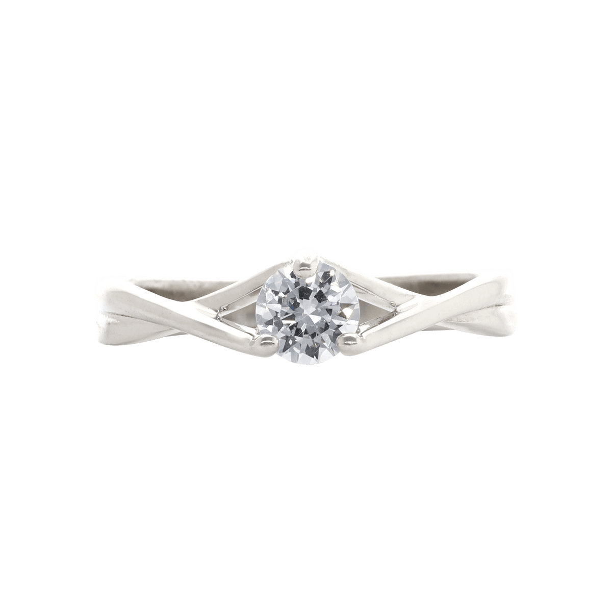 Solitaire argent rond centre oxyde de zirconium — taille 60