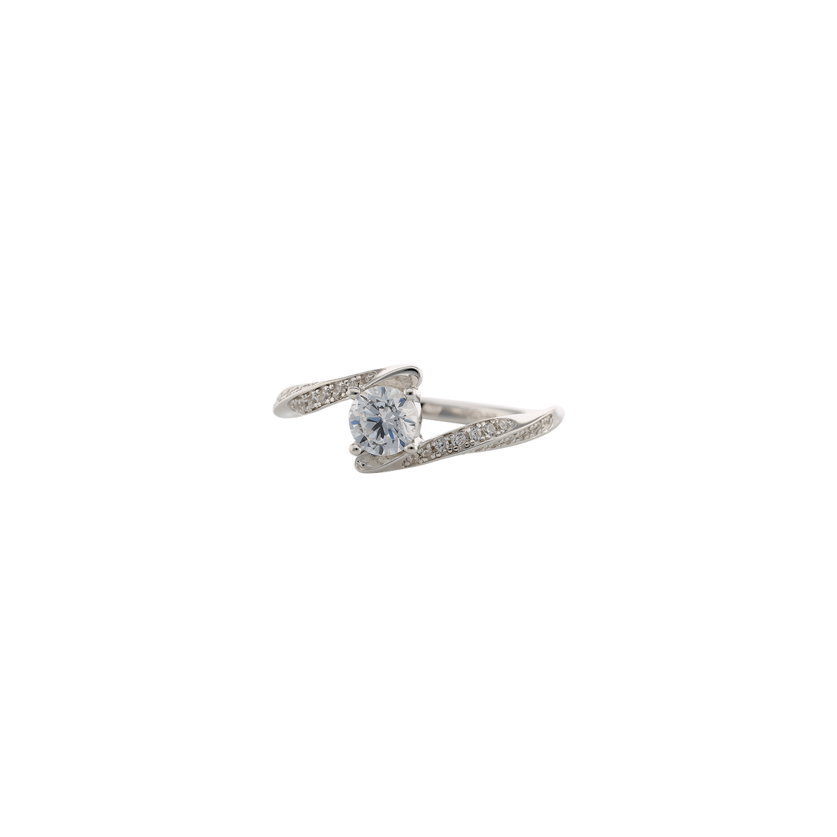 Bague torsade argent - Serti oxydes de zirconium — taille 52