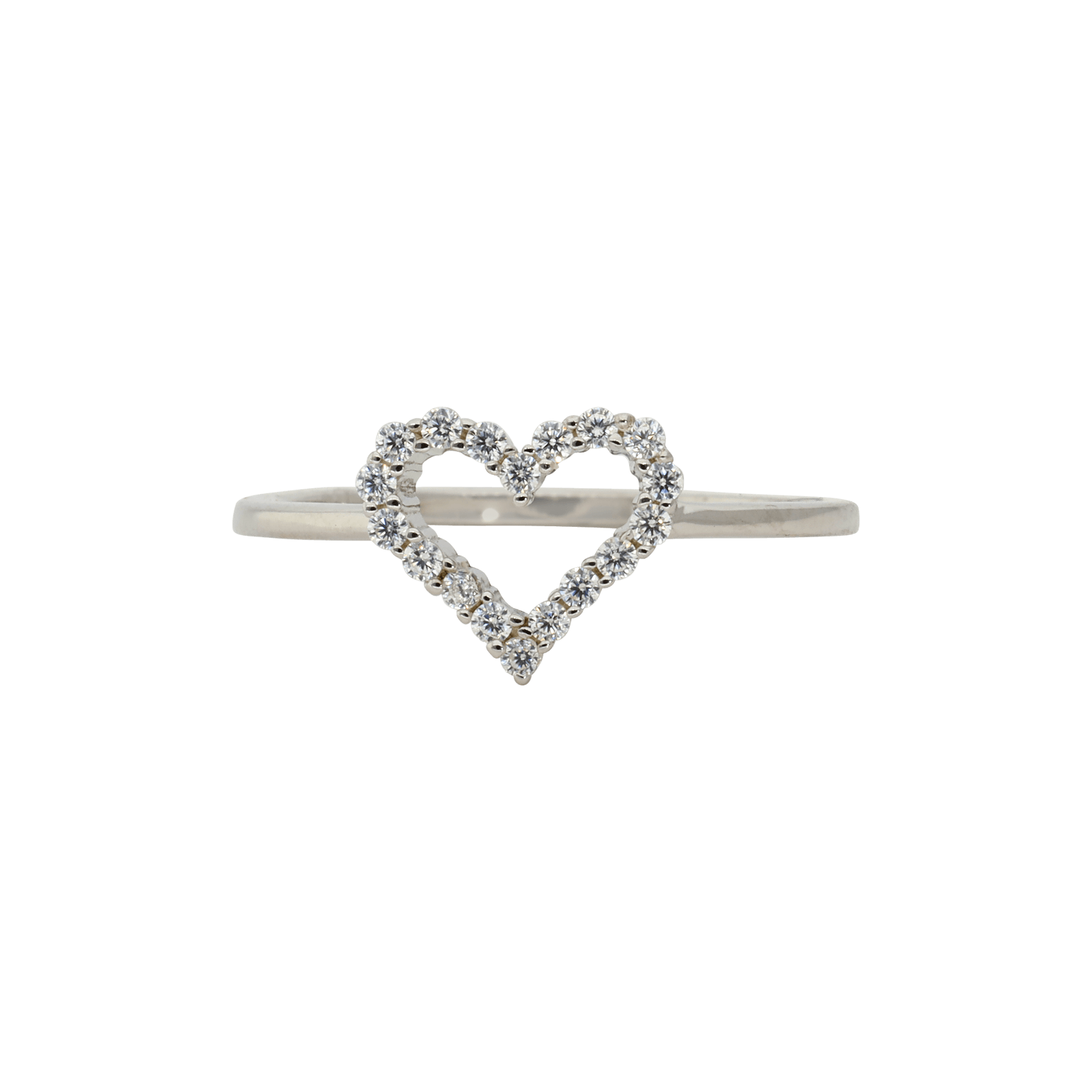 Bague Argent Rhodié centre coeur sertie Oxyde de Zirconium