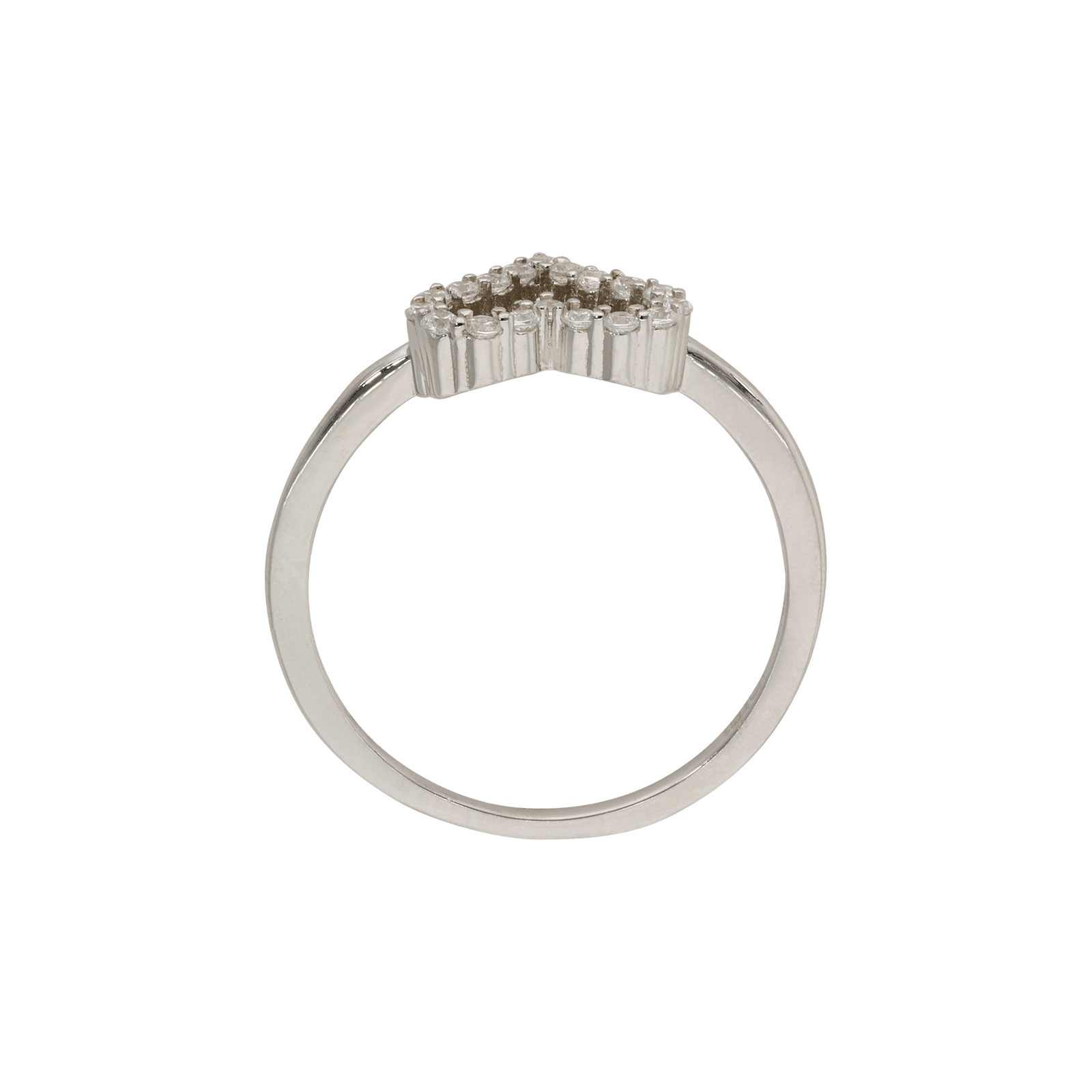 Bague Argent Rhodié centre coeur sertie Oxyde de Zirconium