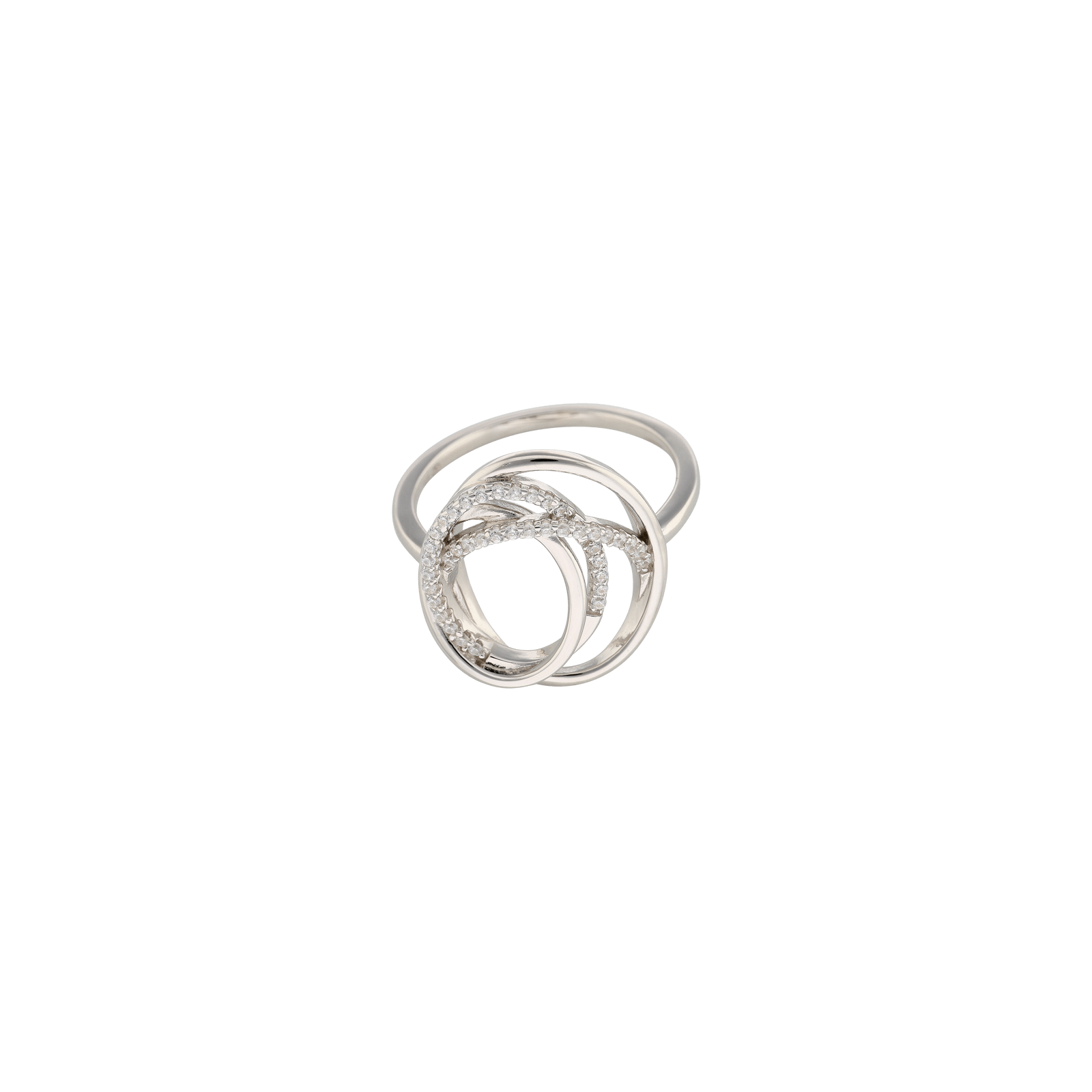 Bague fantaisie anneau lisse et oxydes de zirconium — Argent — taille 60