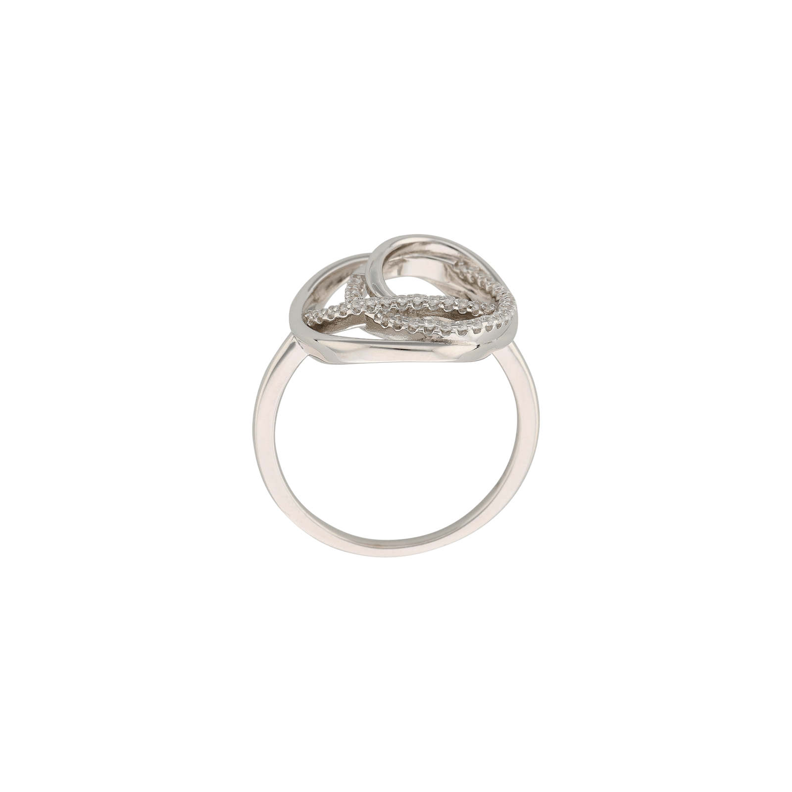 Bague fantaisie anneau lisse et oxydes de zirconium — Argent — taille 60