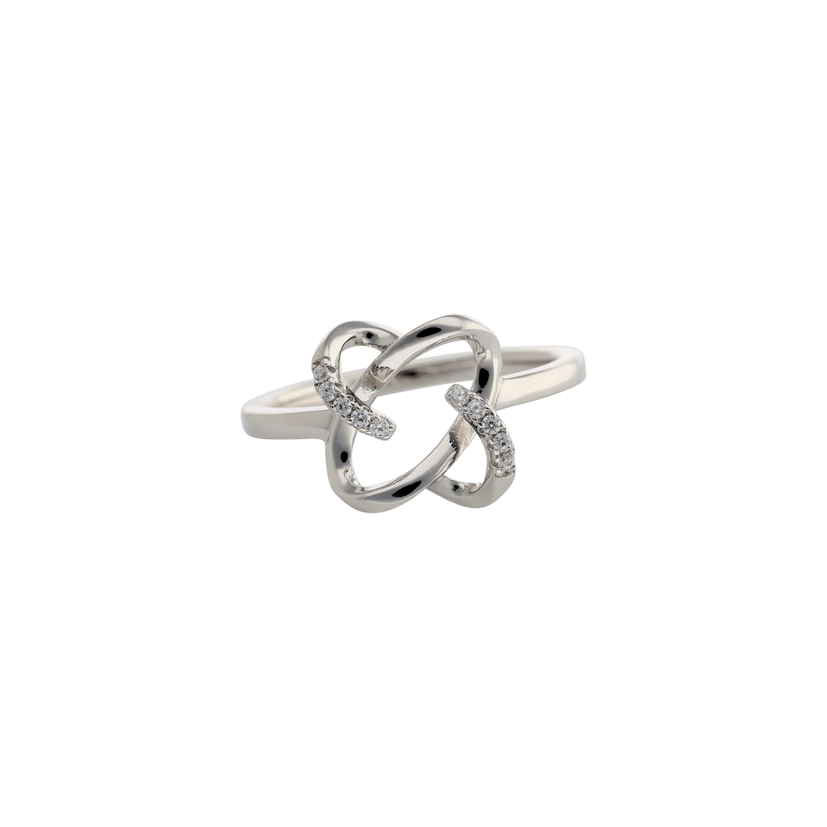 Bague argent fantaisie - Lisse et serti oxydes de zirconium — taille 52