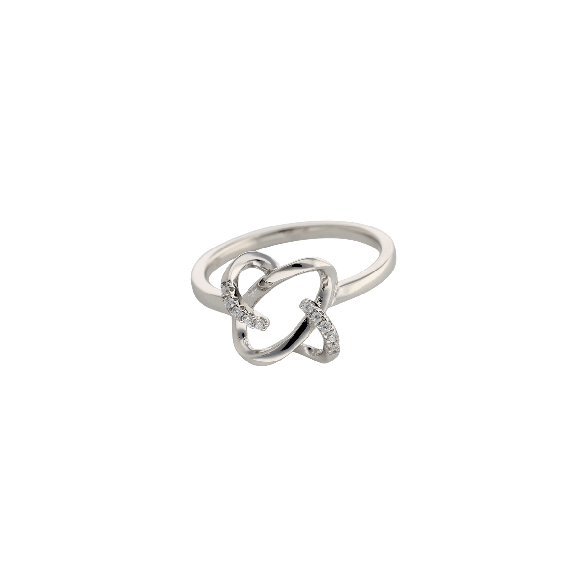 Bague argent fantaisie - Lisse et serti oxydes de zirconium — taille 58