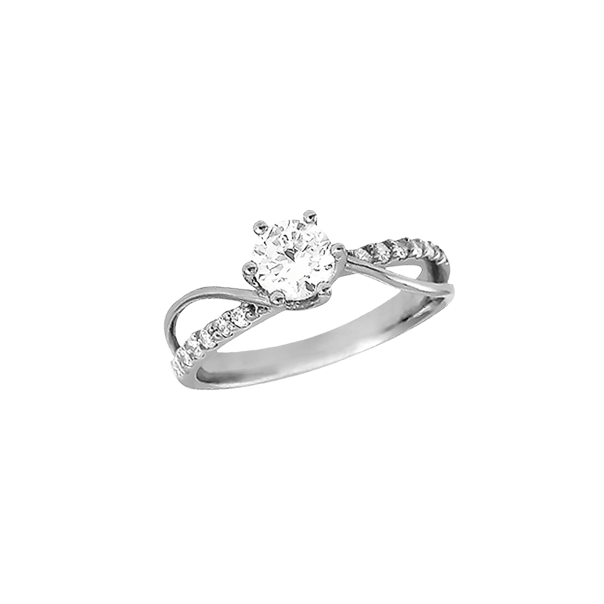 Bague solitaire argent accompagné fantaisie — taille 60