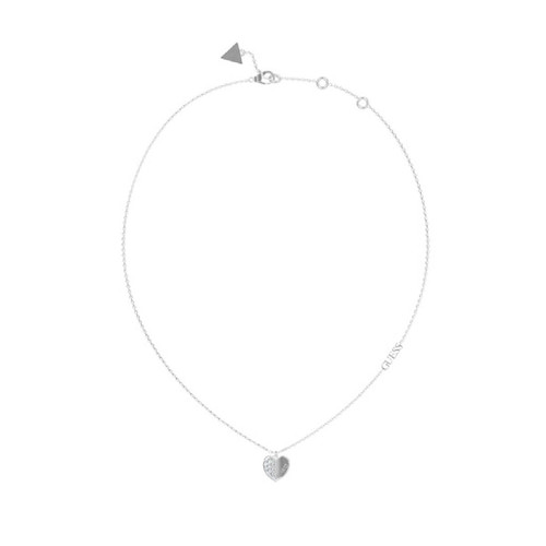 collier acier femme acier rhodié coeur et zircons cubiques