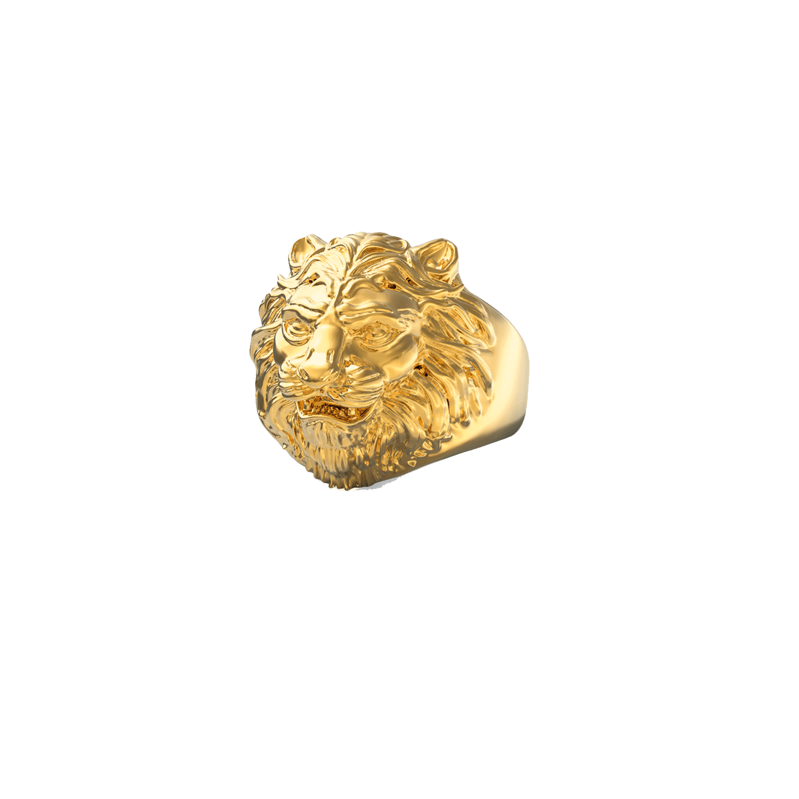 Bague acier doré tête de lion